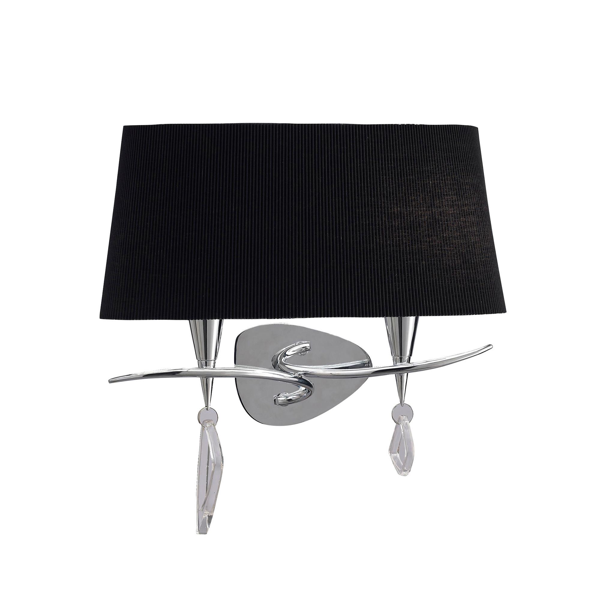 Mara Wall Lamp Switched 2 Light, Polished Chrome With Black Shade