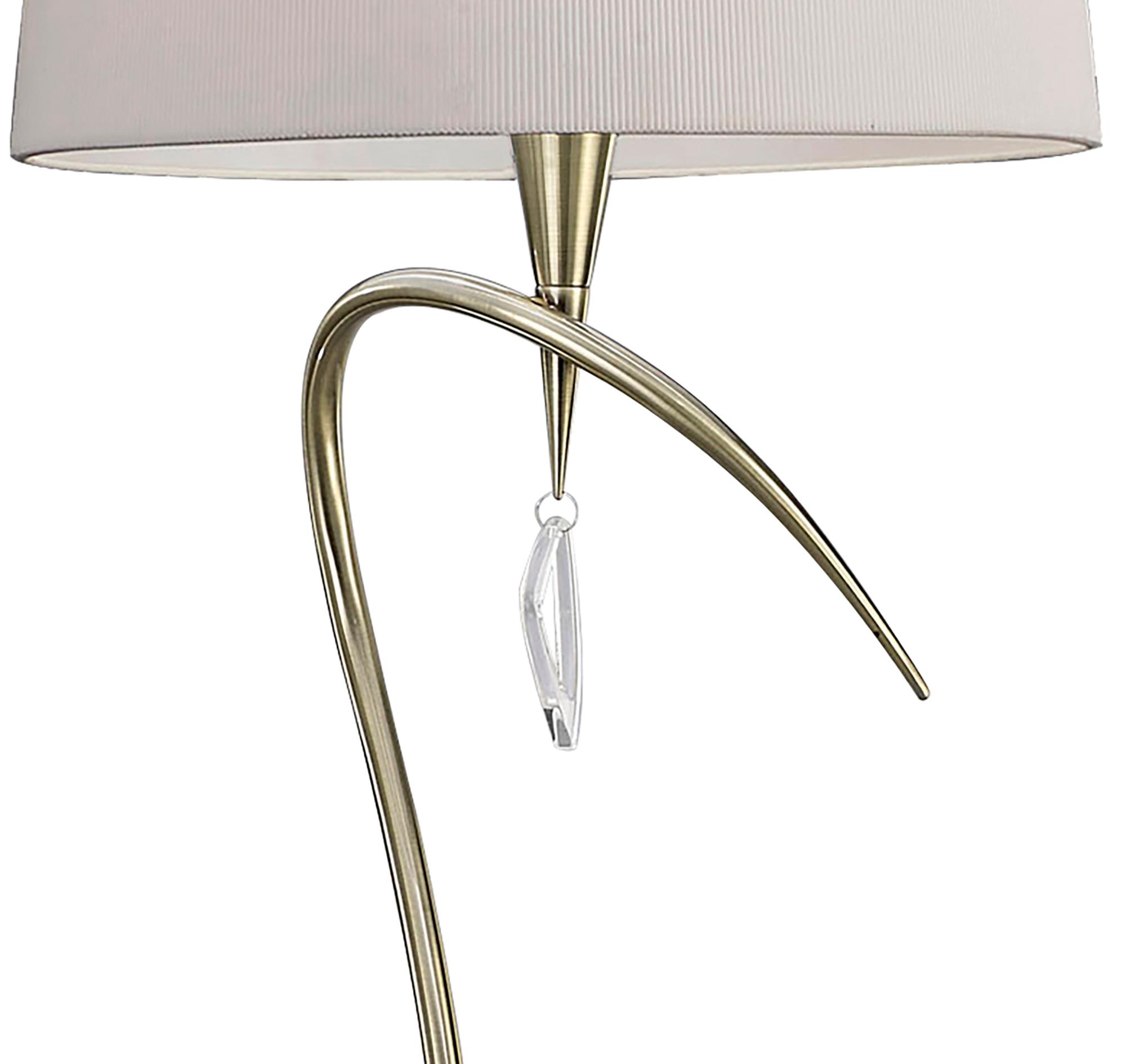 Mara Floor Lamp 4 Light E27, Antique Brass With Ivory White Shade