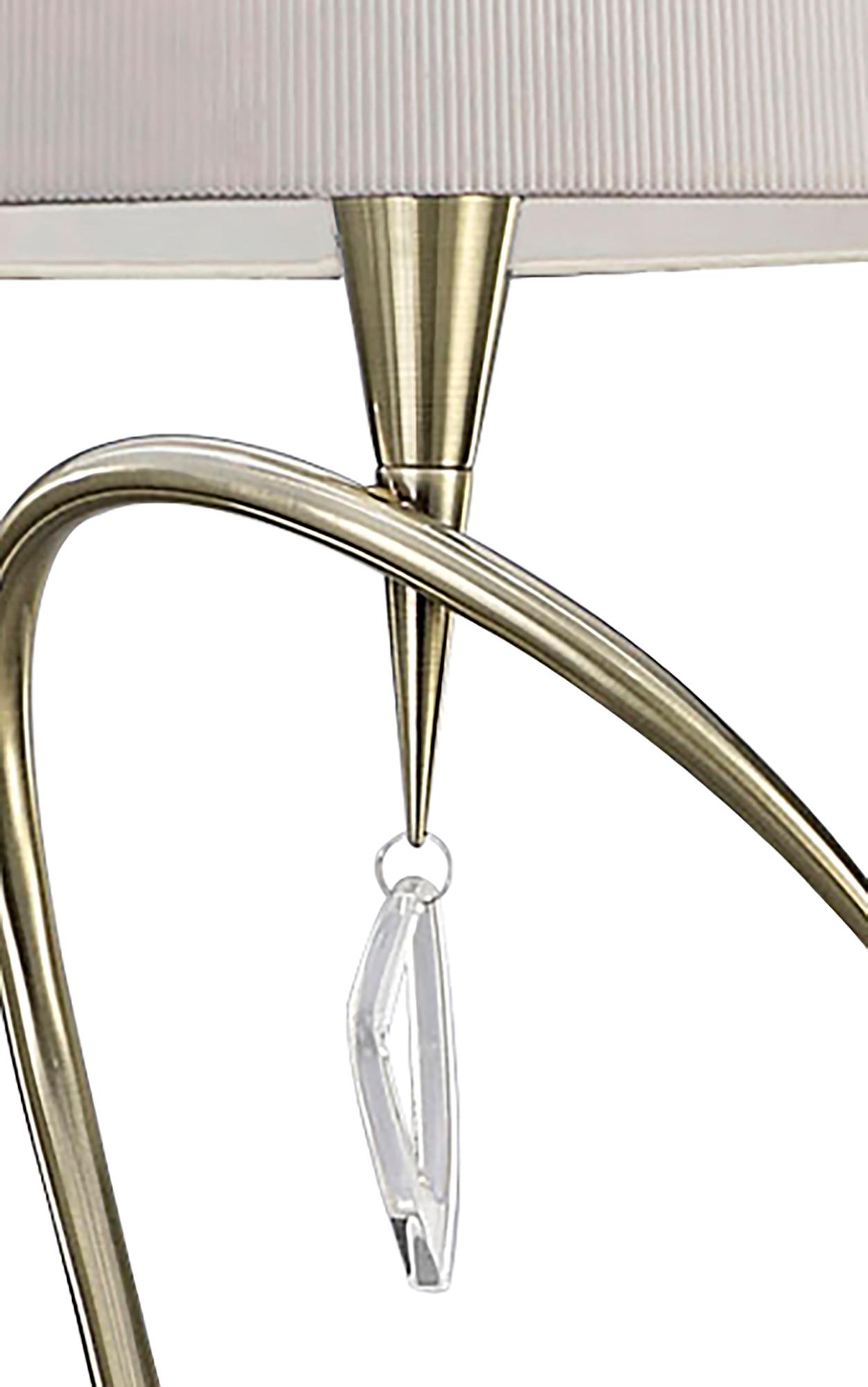 Mara Floor Lamp 4 Light E27, Antique Brass With Ivory White Shade
