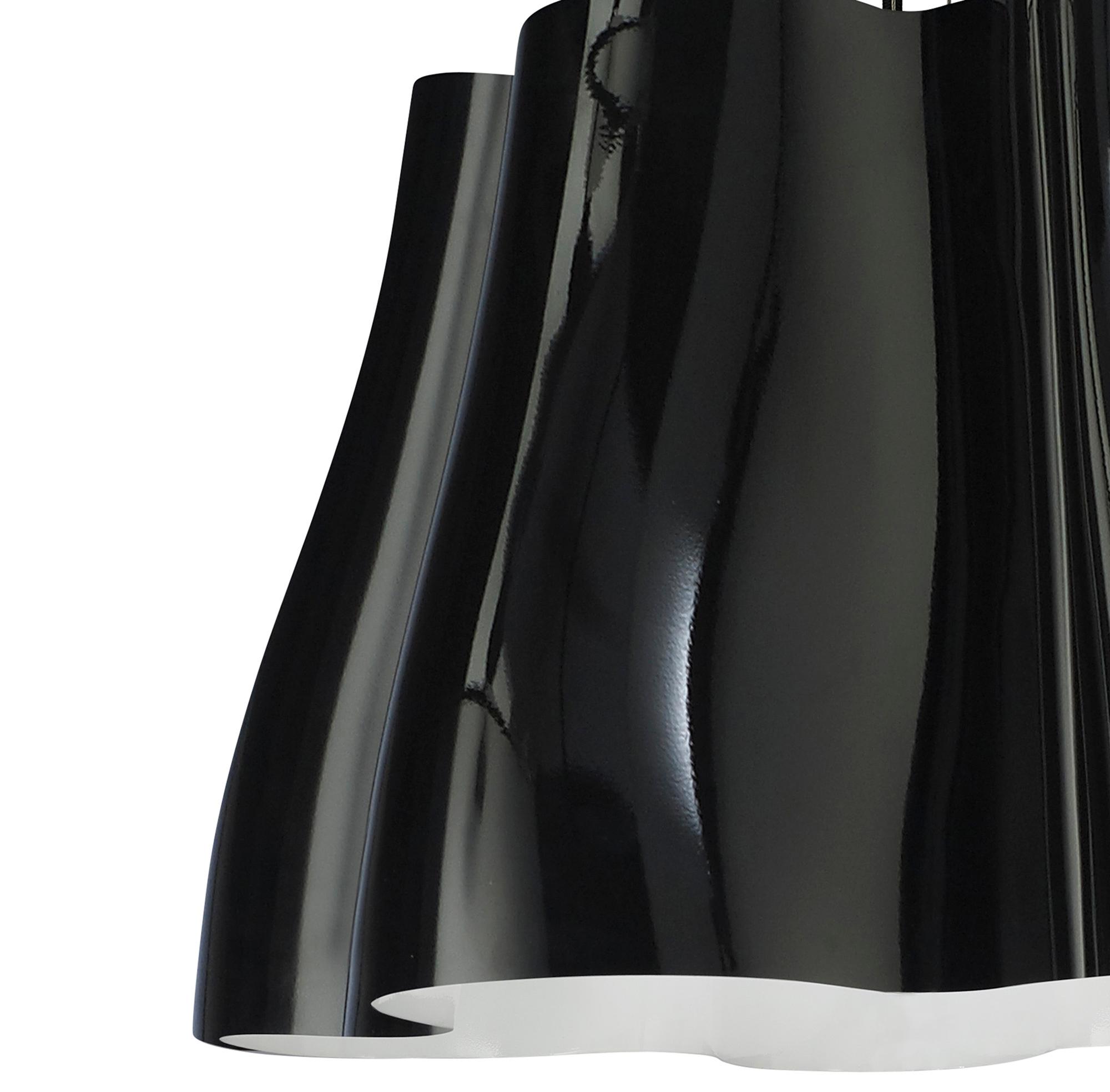 Miss 49cm Pendant 3 Light E27, Gloss Black/Polished Chrome