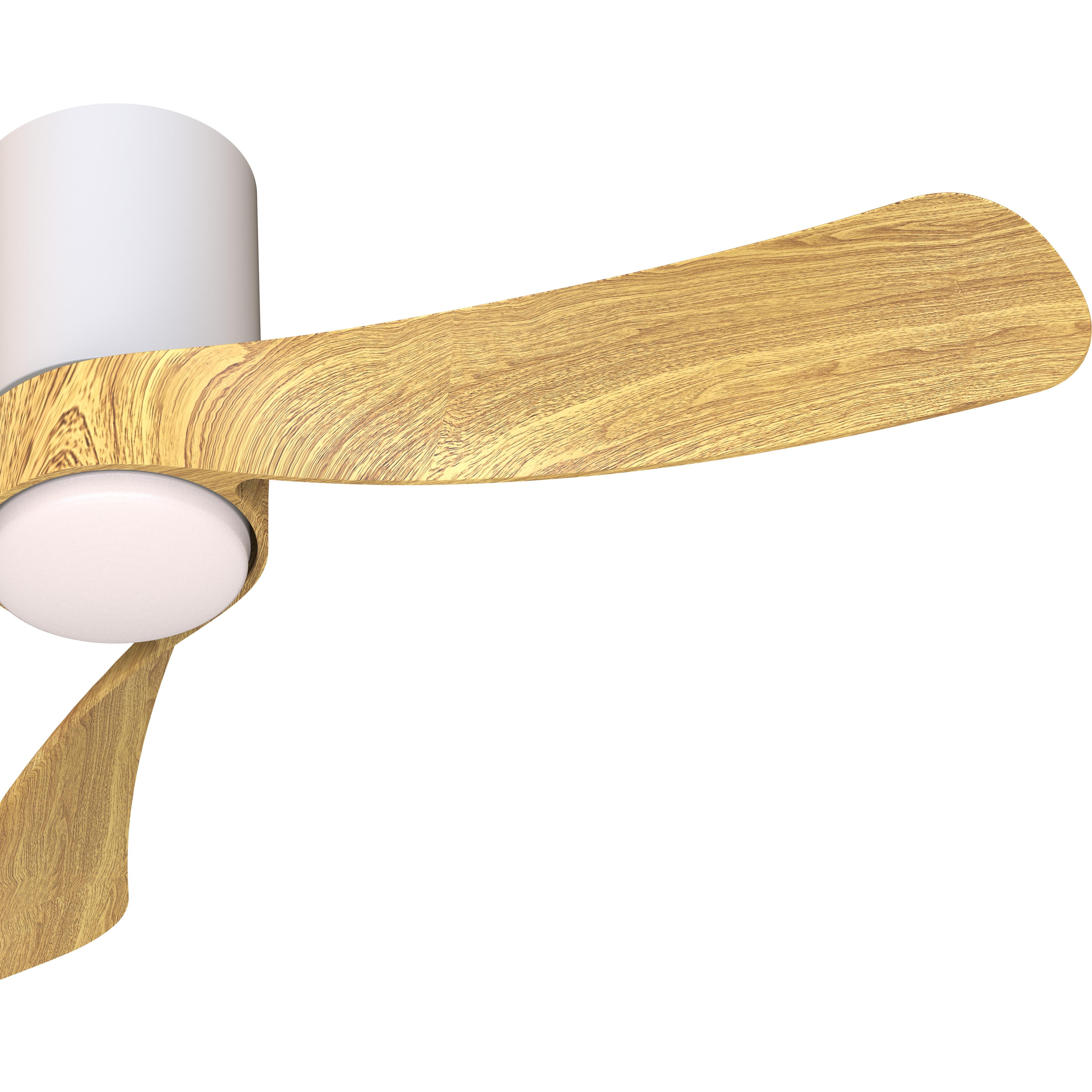 Nemo S 97cm 24W LED Dimmable Ceiling Light With Built-In 30W DC Fan, 2700-5000K Remote Control, 3200lm, White/Wood, 5yrs Warranty