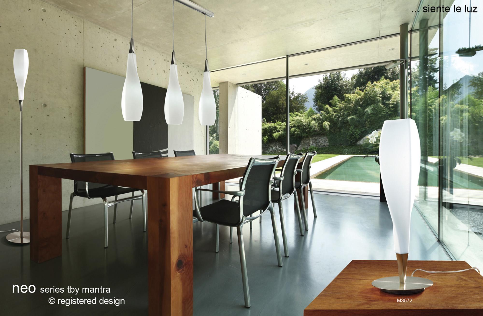 Neo Table Lamp 1 Light E27, Satin Nickel/Frosted White Glass