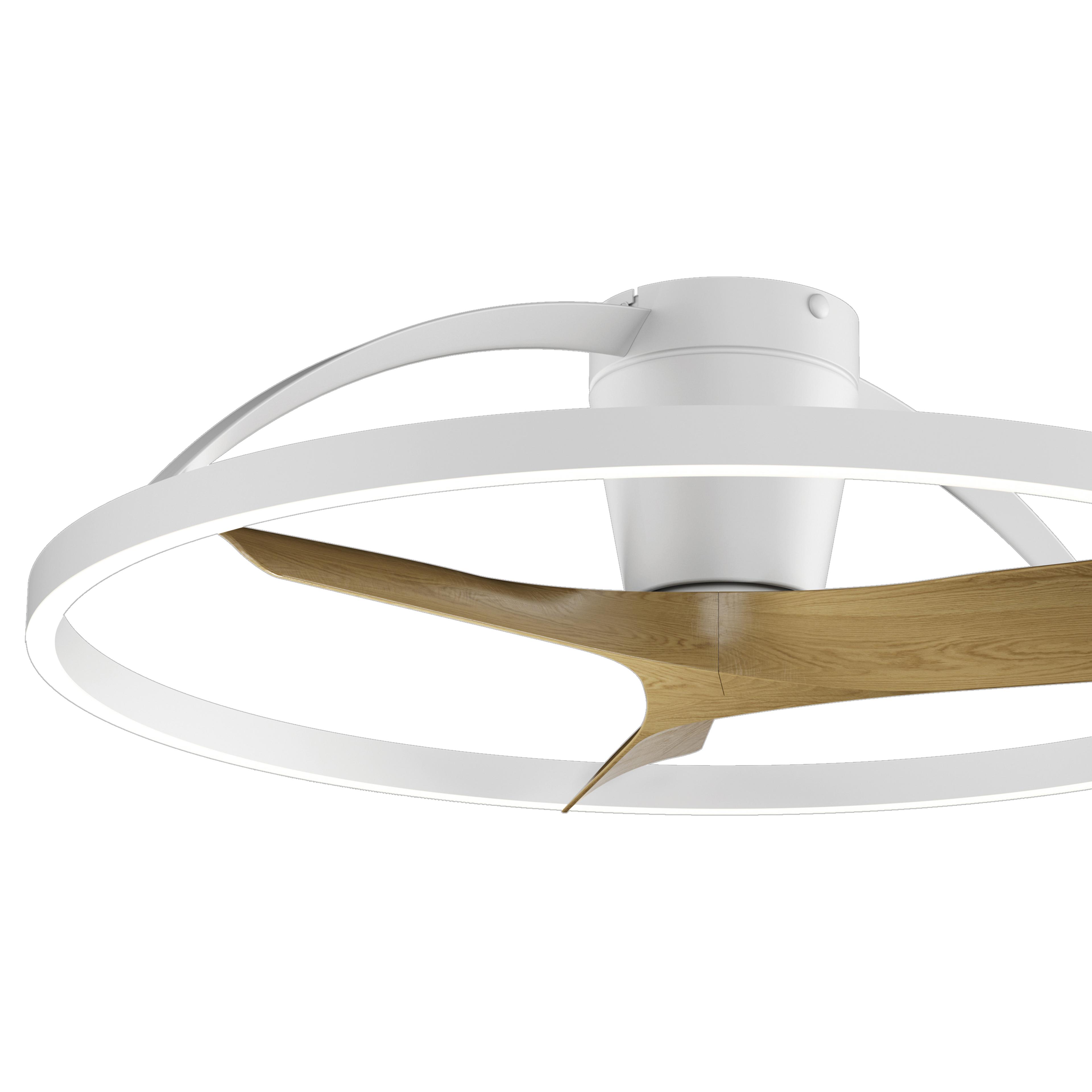 Nepal II 75cm 32W LED Dimmable Light With Built-In 32W DC Reversible Fan, White/Wood Finish c/w Remote Control, 4000lm, 5yrs Warranty