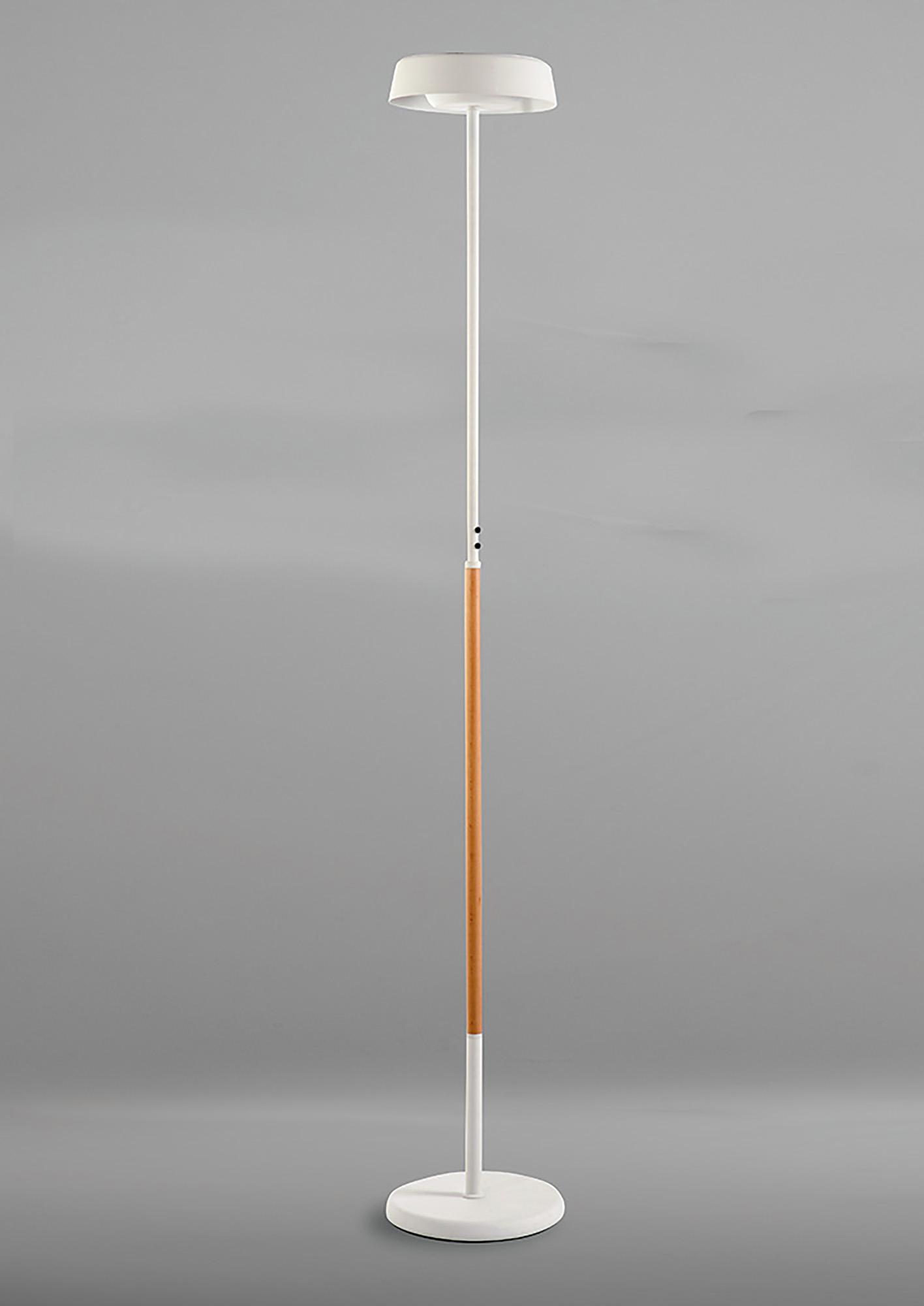 Noa Floor Lamp 2 Light 21W Down 9W Up LED 3000K, 3000lm, Touch Dimmer, Matt White/Beech, 3yrs Warranty