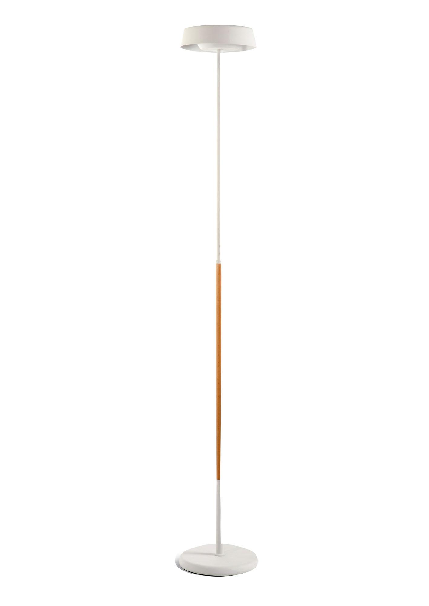 Noa Floor Lamp 2 Light 21W Down 9W Up LED 3000K, 3000lm, Touch Dimmer, Matt White/Beech, 3yrs Warranty