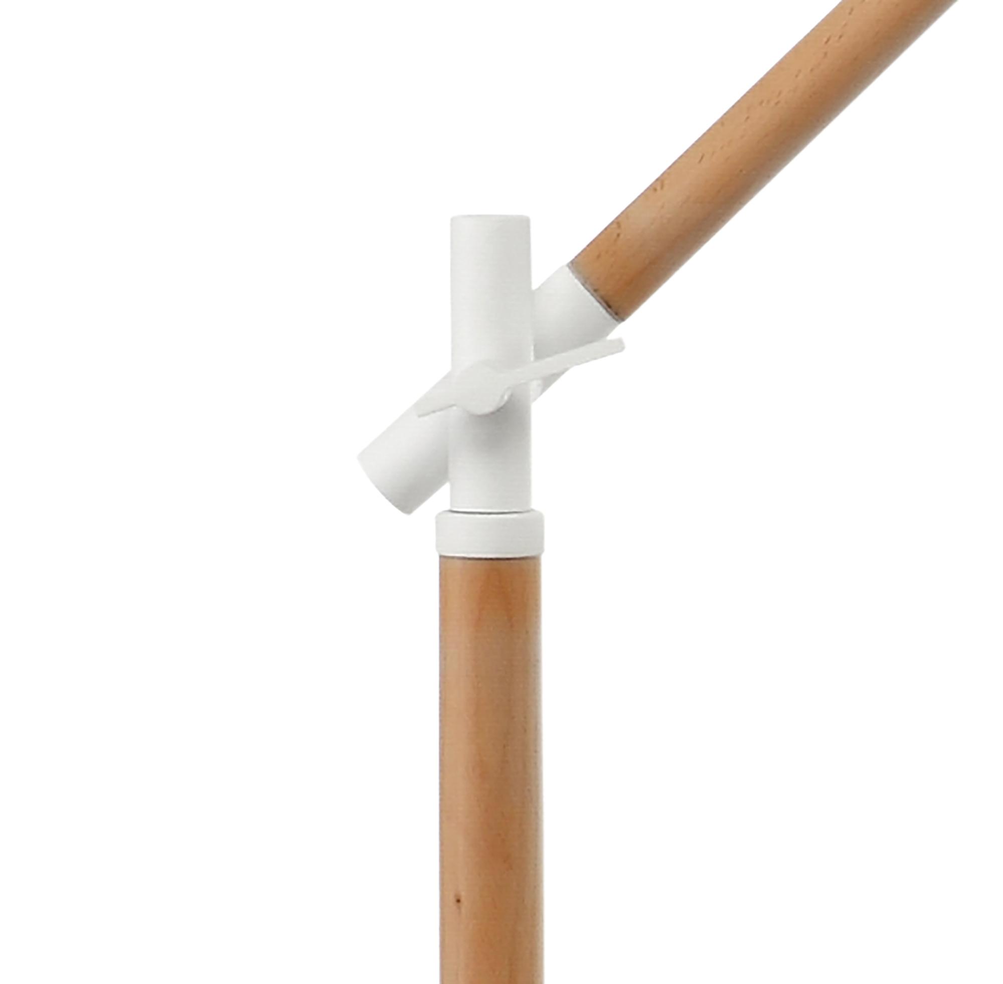 Nordica Floor Lamp With White Shade 1 Light E27, Matt White/Beech With Ivory White Shade