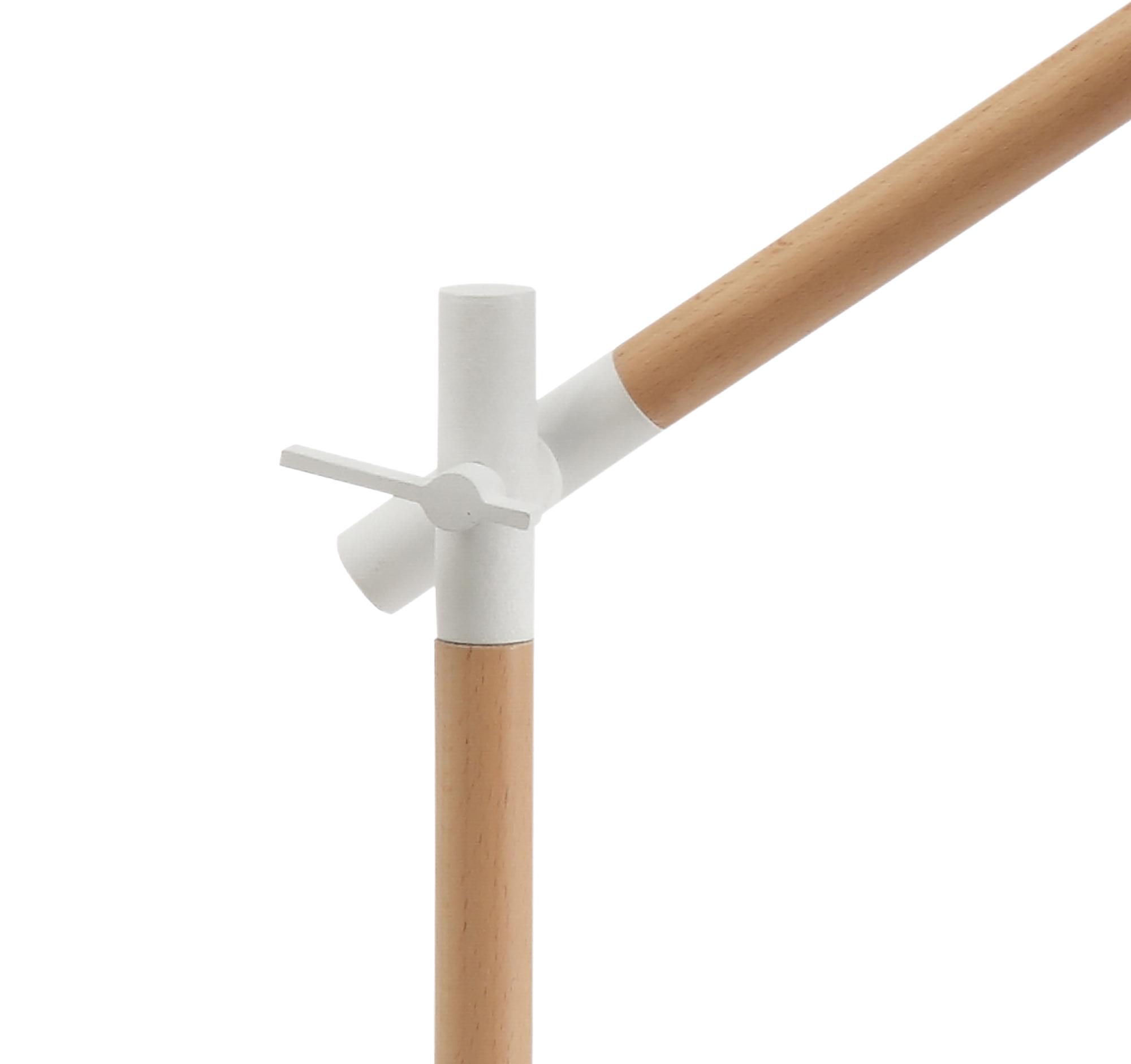 Nordica Table Lamp With White Shade 1 Light E27, Matt White/Beech With Ivory White Shade