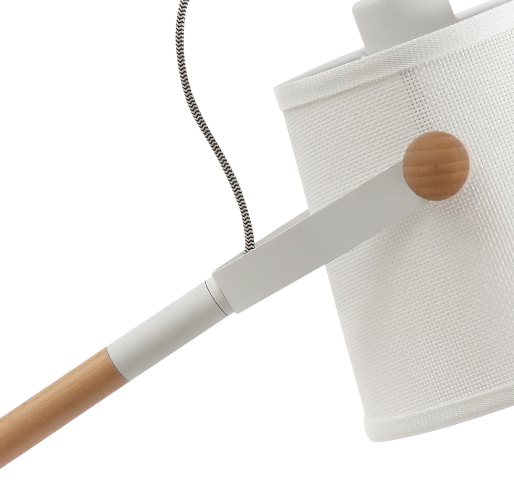 Nordica Table Lamp With White Shade 1 Light E27, Matt White/Beech With Ivory White Shade