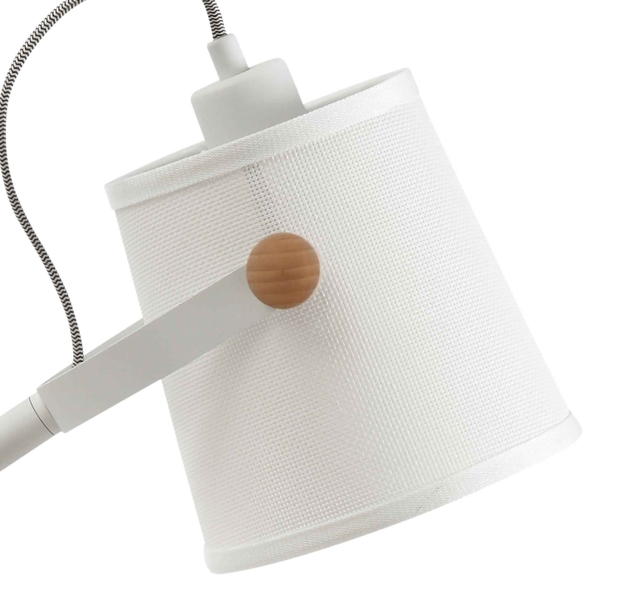 Nordica Table Lamp With White Shade 1 Light E27, Matt White/Beech With Ivory White Shade