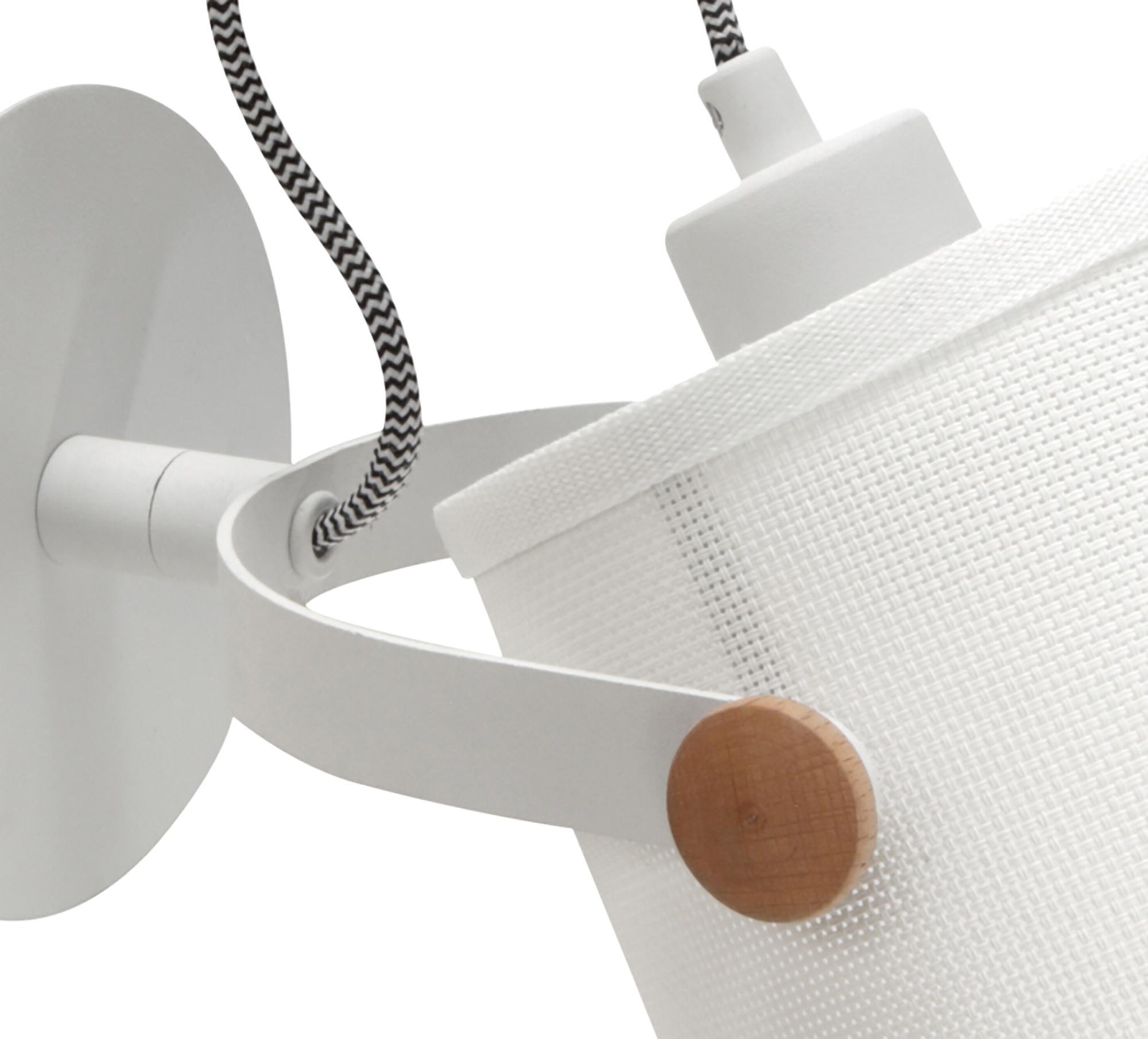 Nordica Wall Lamp With White Shade 1 Light E27, Matt White/Beech With Ivory White Shade