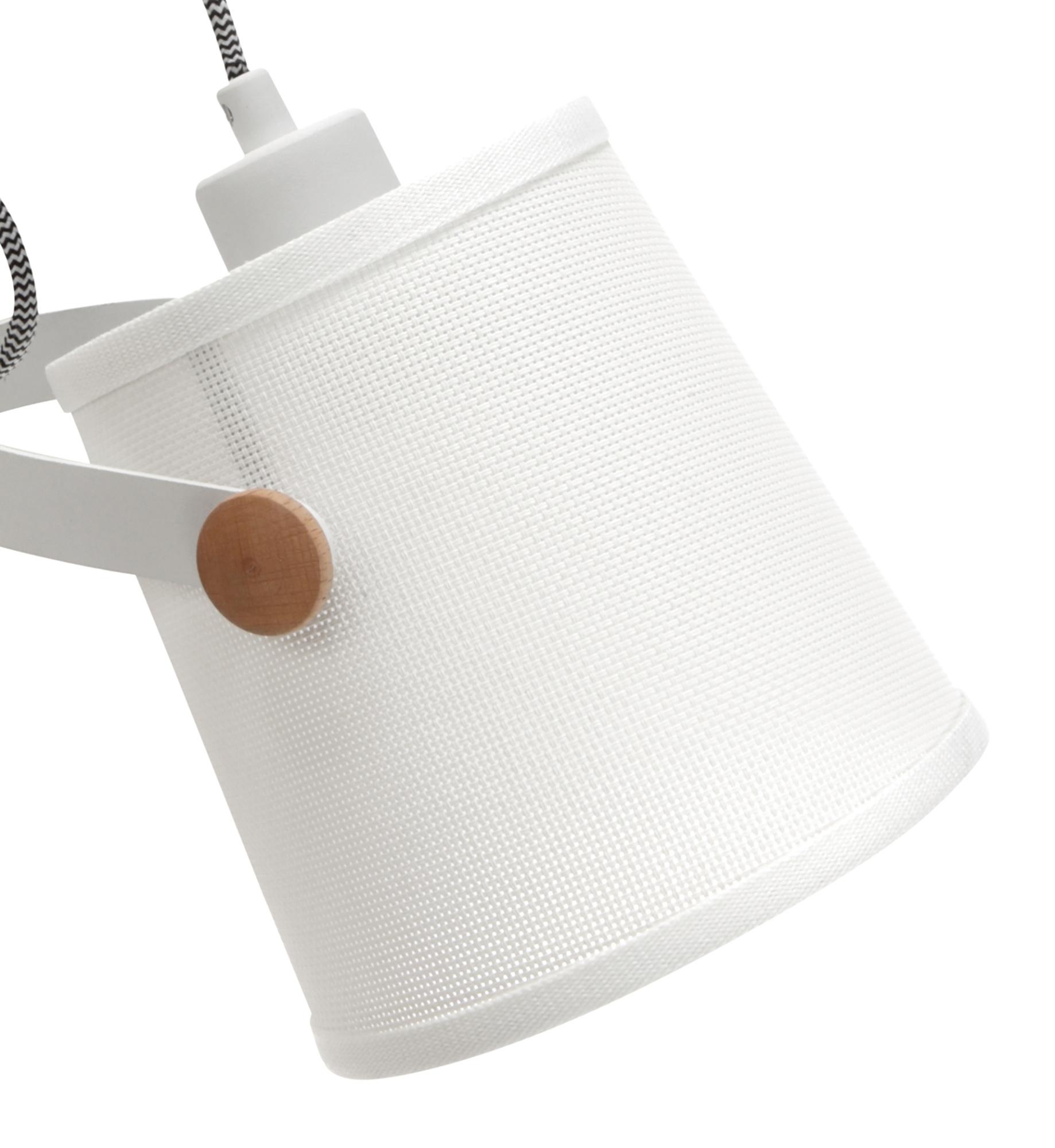 Nordica Wall Lamp With White Shade 1 Light E27, Matt White/Beech With Ivory White Shade
