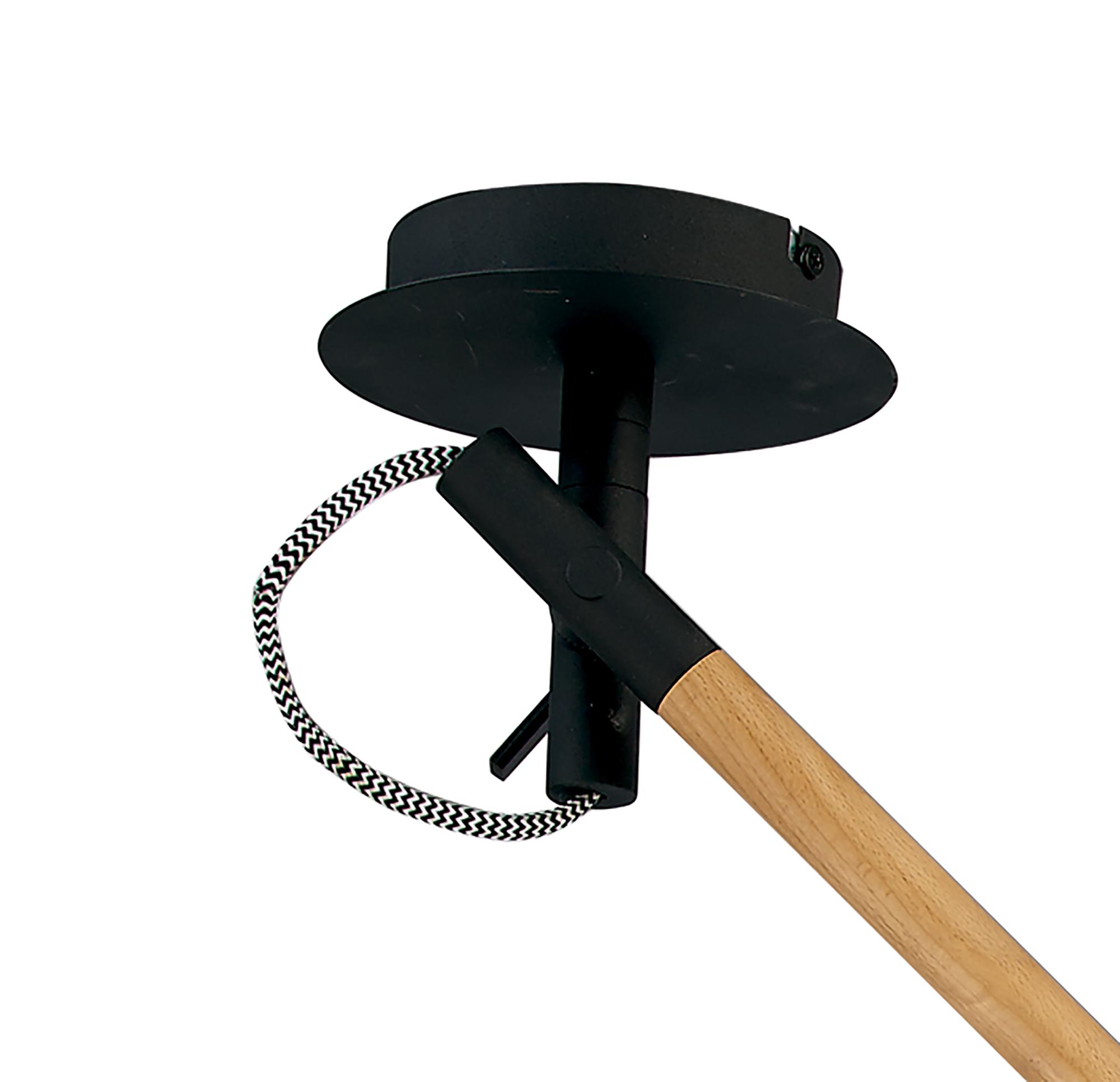 Nordica Multi Position Pendant With Black Shade 1 Light E27, Matt Black/Beech With Black Shade