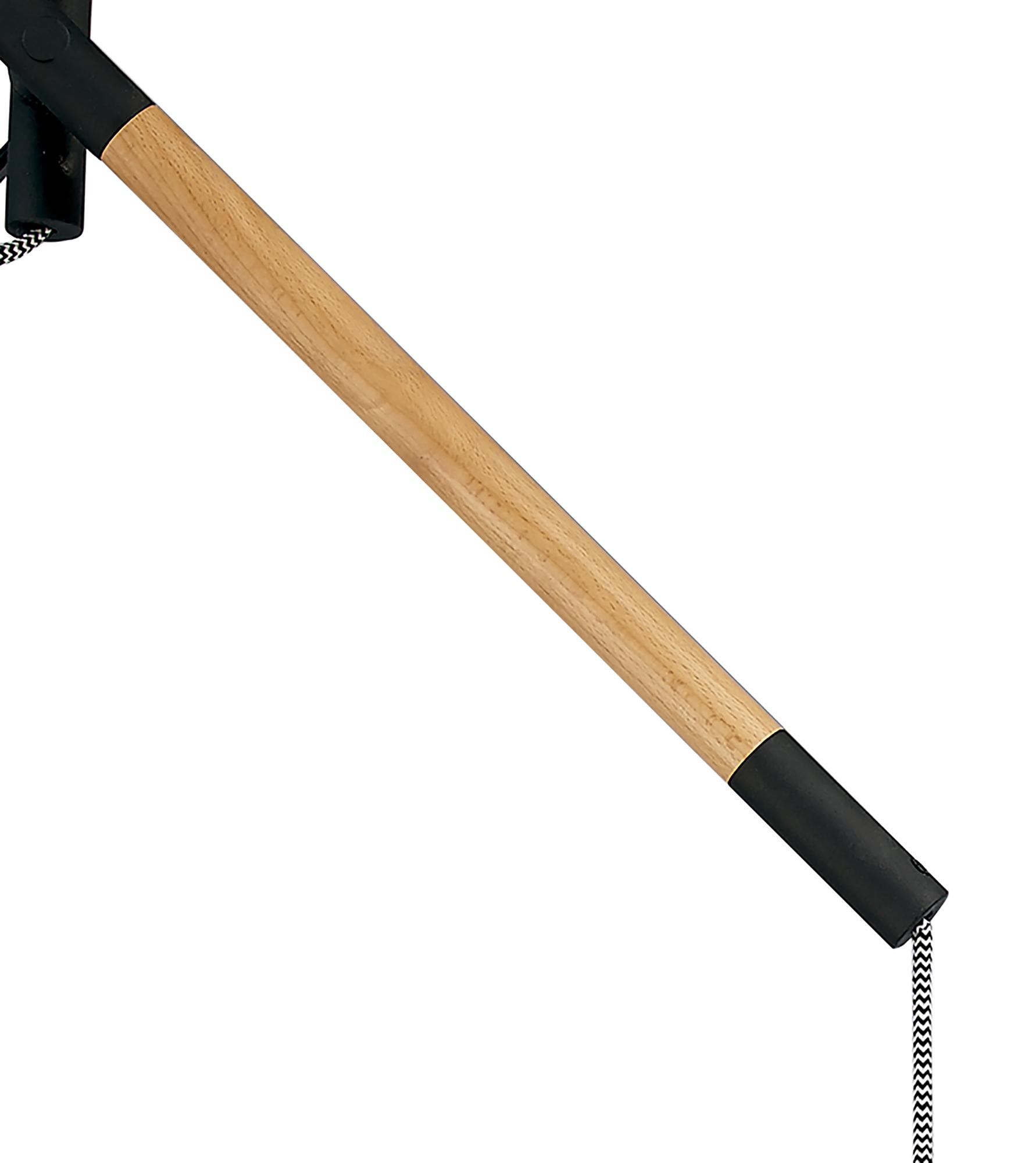 Nordica Multi Position Pendant With Black Shade 1 Light E27, Matt Black/Beech With Black Shade