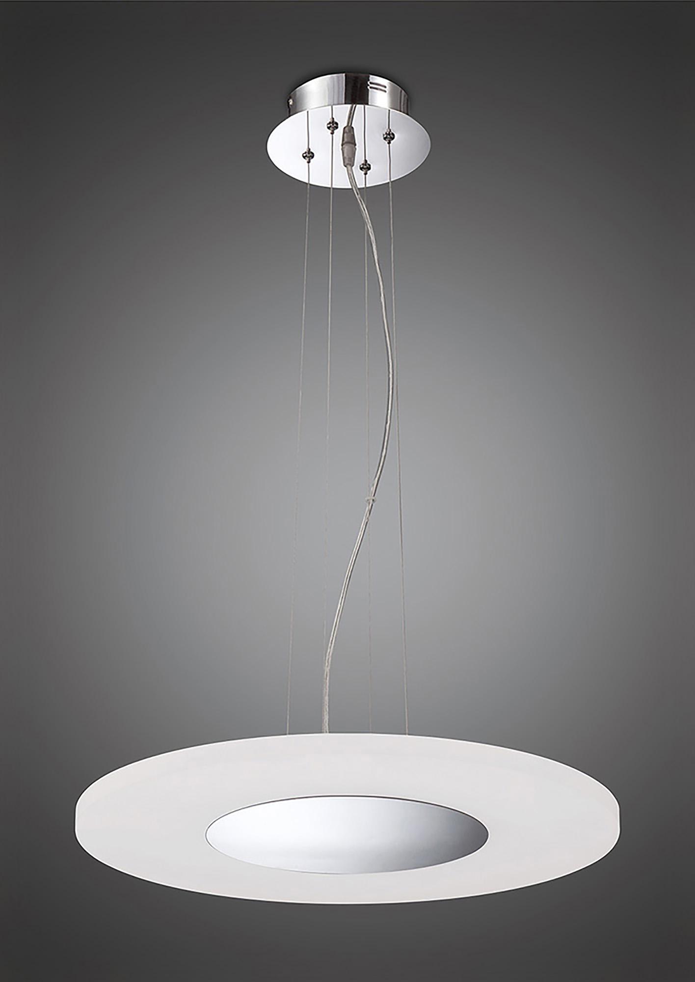 Notte 50cm Pendant 28W LED Round 3000K, 1800lm, Polished Chrome/Frosted Acrylic, 3yrs Warranty