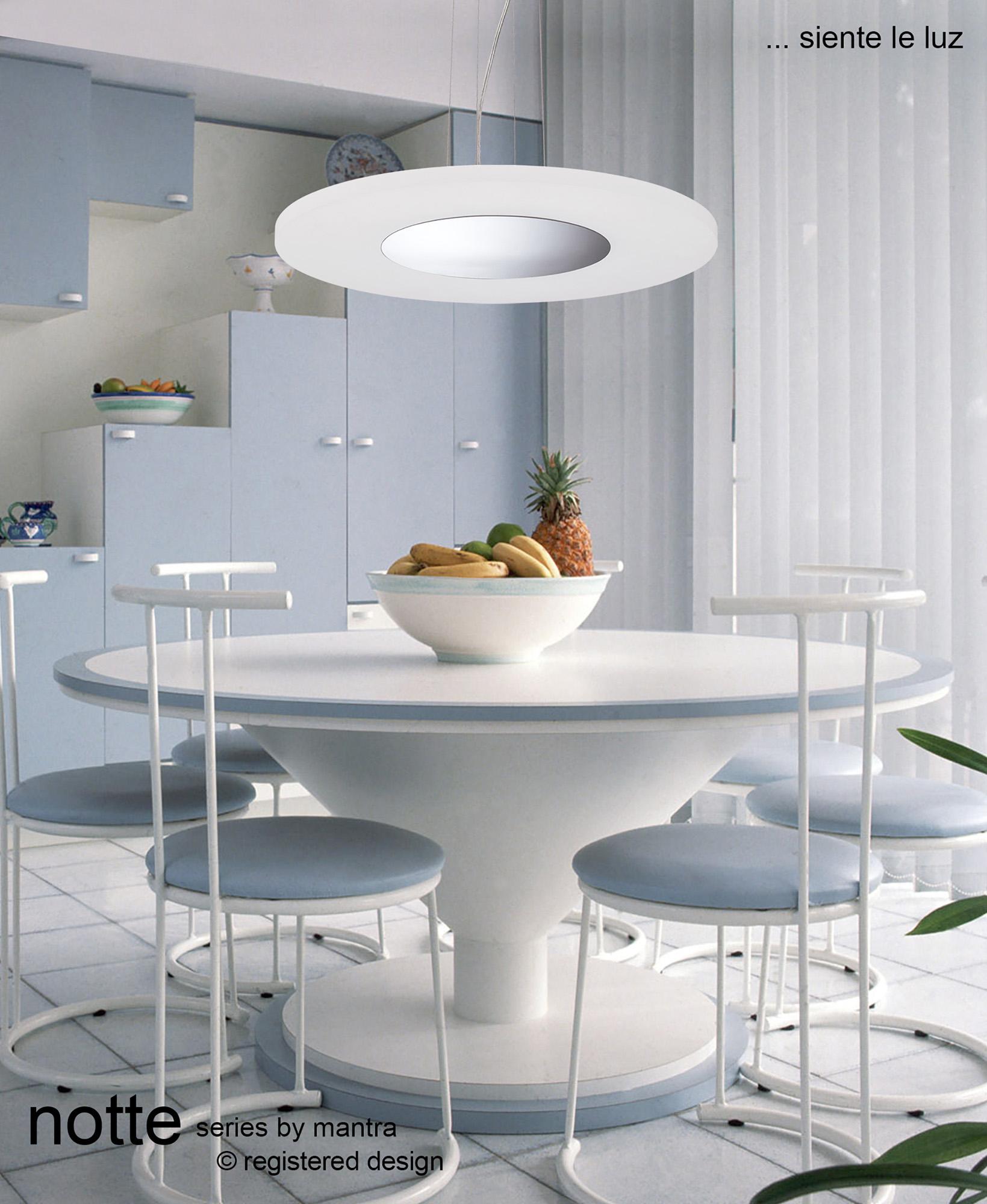 Notte 50cm Pendant 28W LED Round 3000K, 1800lm, Polished Chrome/Frosted Acrylic, 3yrs Warranty