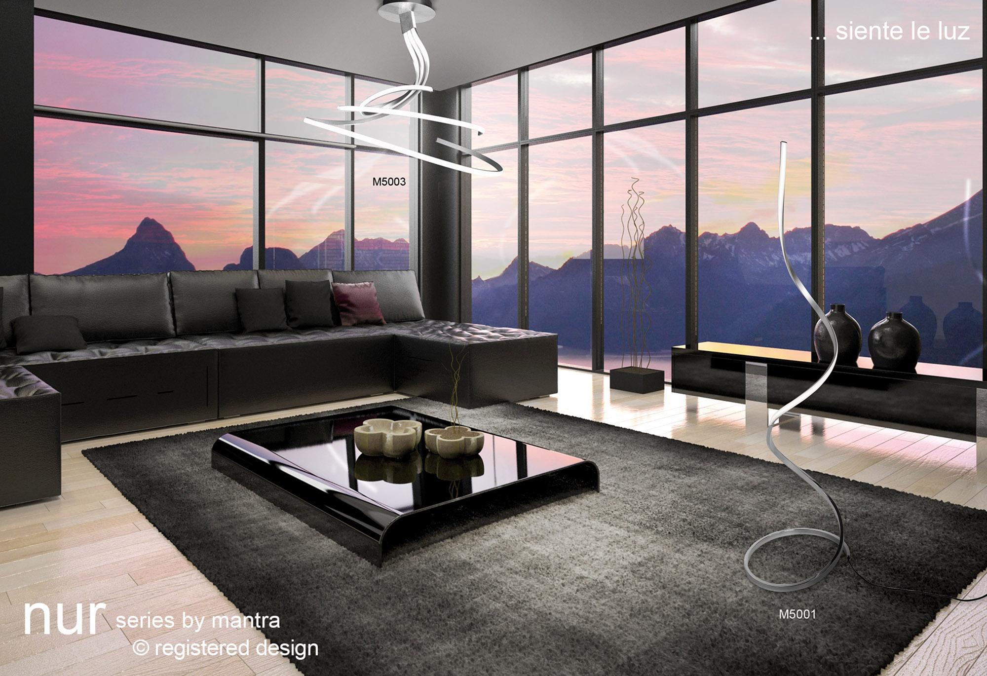 Nur XL Floor Lamp 20W LED 3000K, 1800lm, Dimmable Silver/Frosted Acrylic/Polished Chrome, 3yrs Warranty