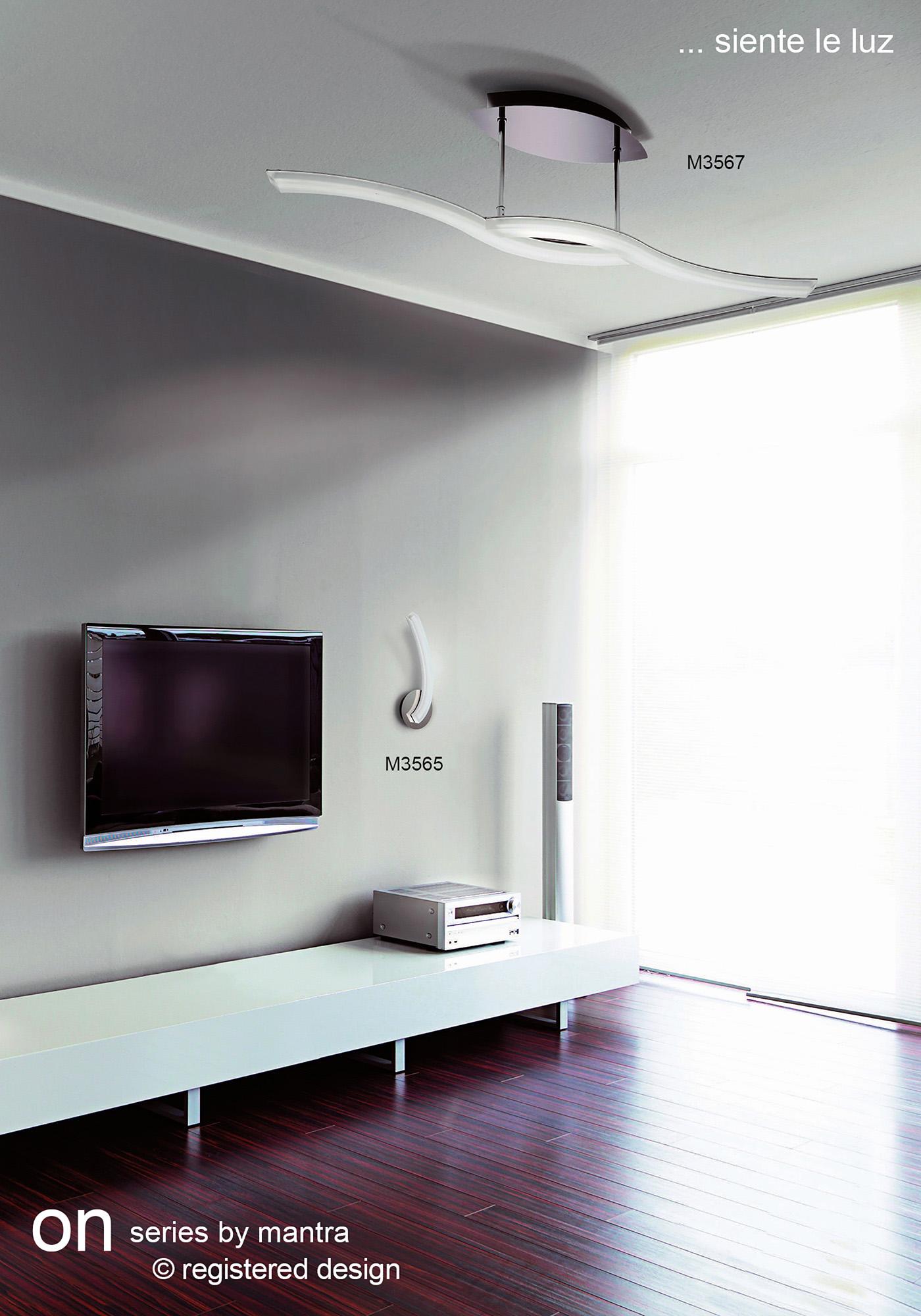 On Telescopic Convertible To Semi Flush Linear 28W LED 3000K, 2800lm, Polished Chrome, Frosted Acrylic, 3yrs Warranty