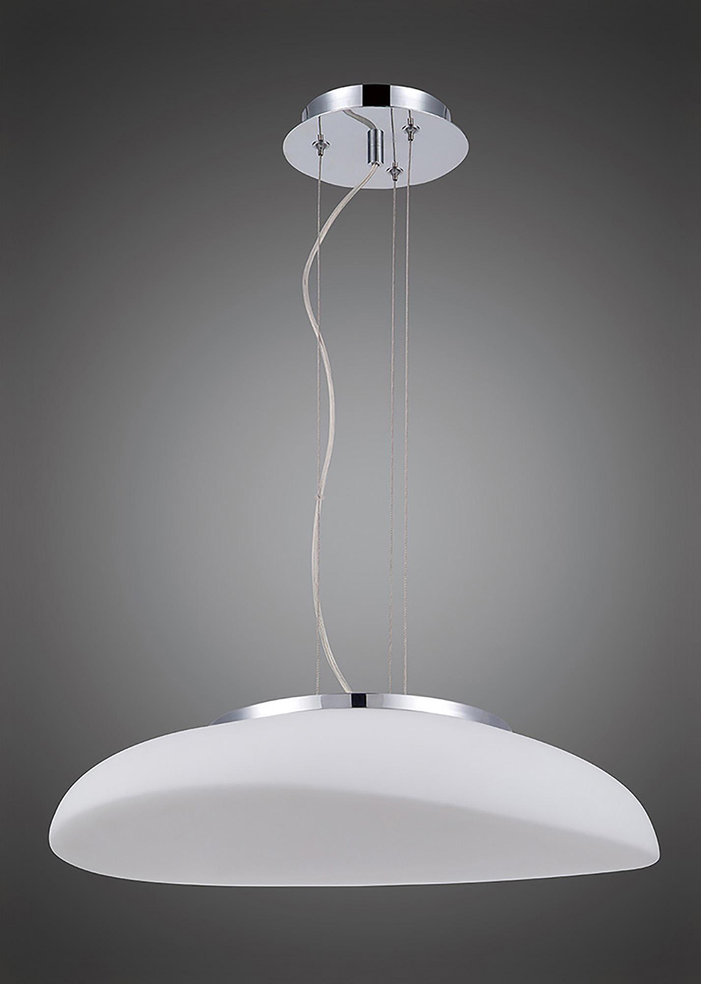 Opal Oval Pendant 4 Light E27, Polished Chrome/Frosted White Glass
