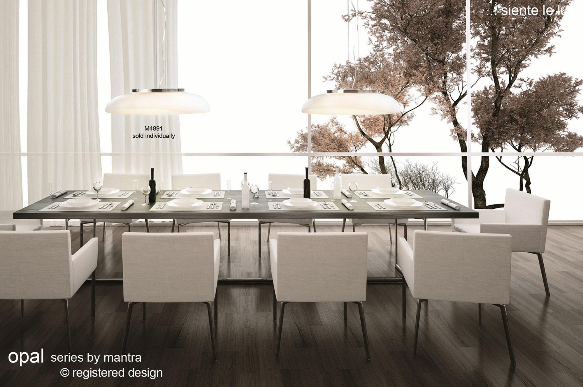 Opal Oval Pendant 4 Light E27, Polished Chrome/Frosted White Glass