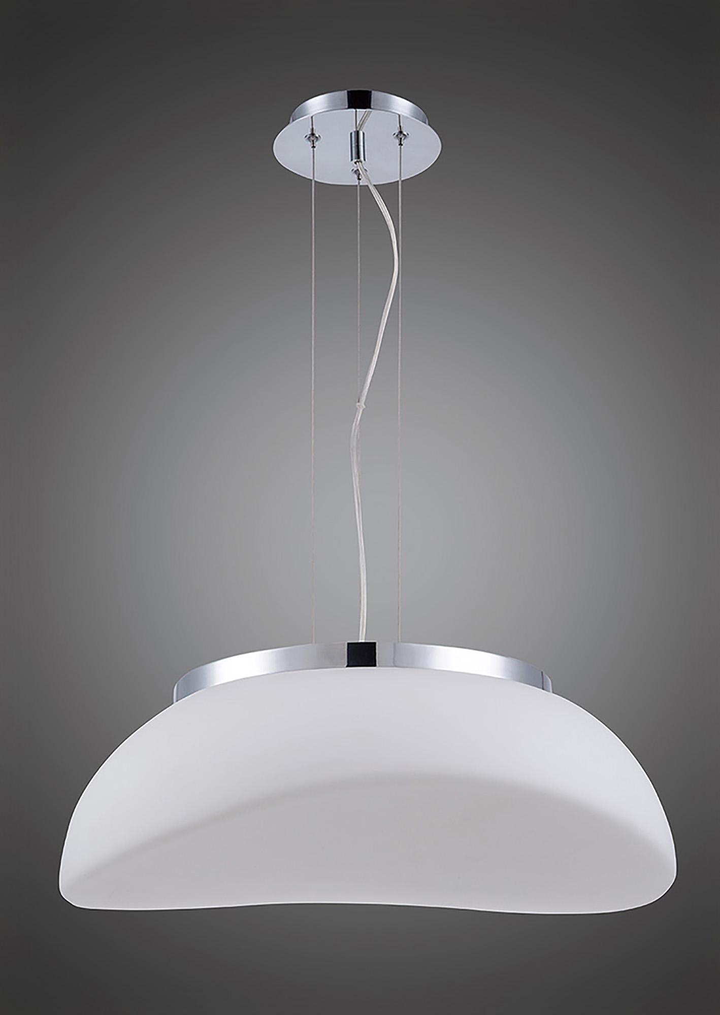 Opal 40cm Pendant 3 Light E27, Polished Chrome/Frosted White Glass