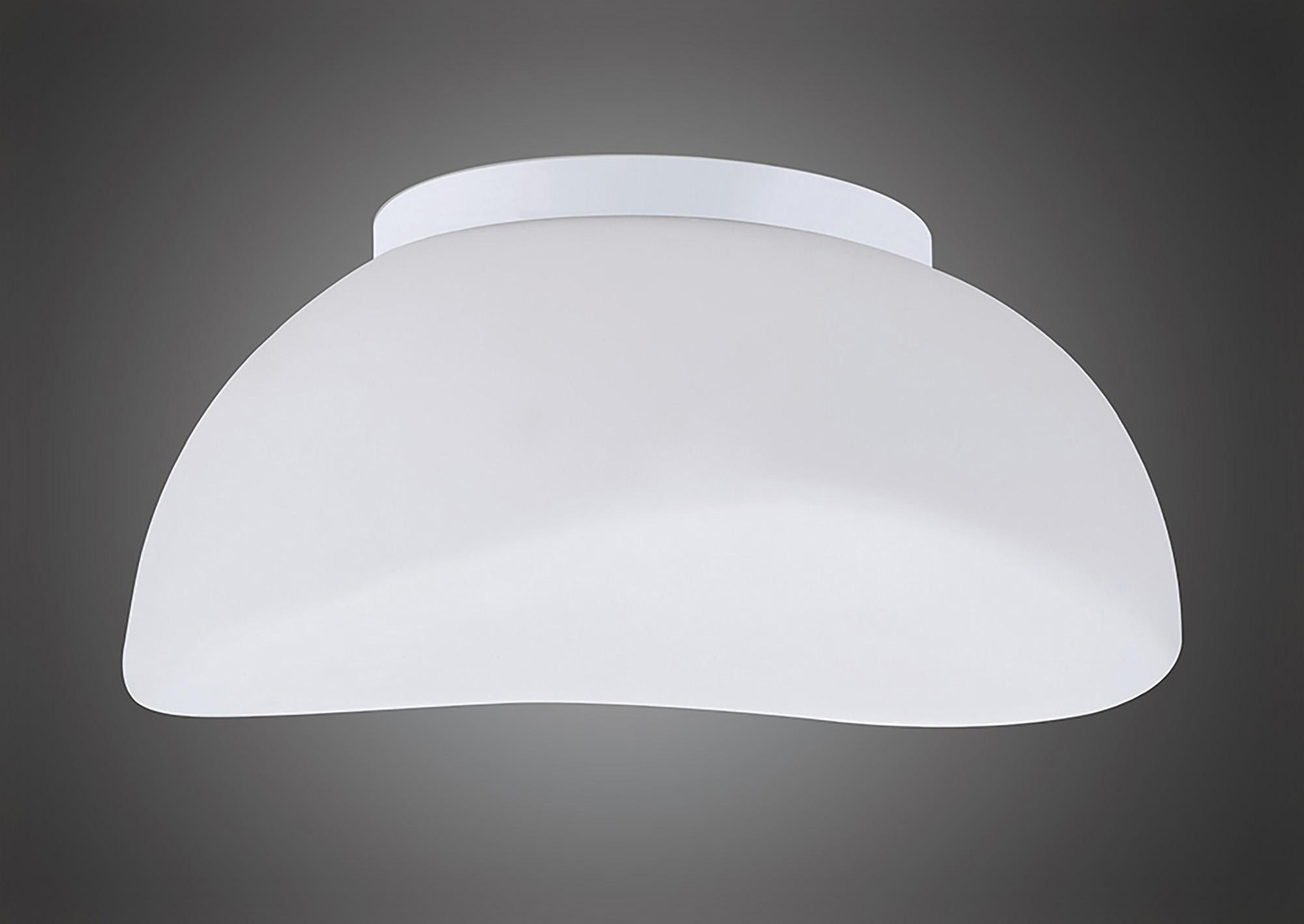 Opal 40cm Flush Ceiling 3 Light E27, Polished Chrome/Frosted White Glass