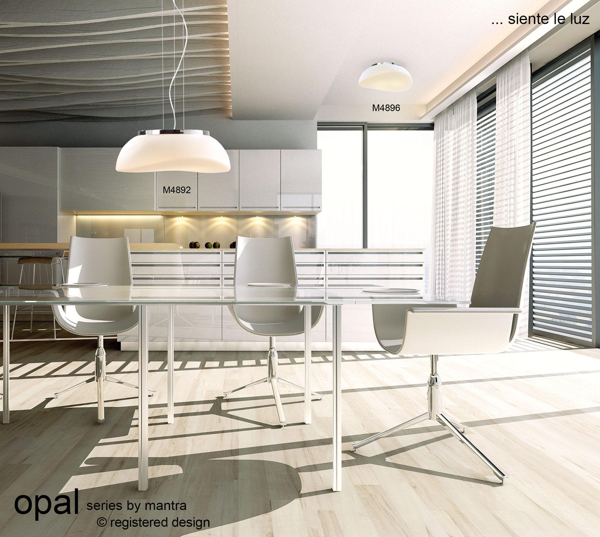 Opal 40cm Flush Ceiling 3 Light E27, Polished Chrome/Frosted White Glass