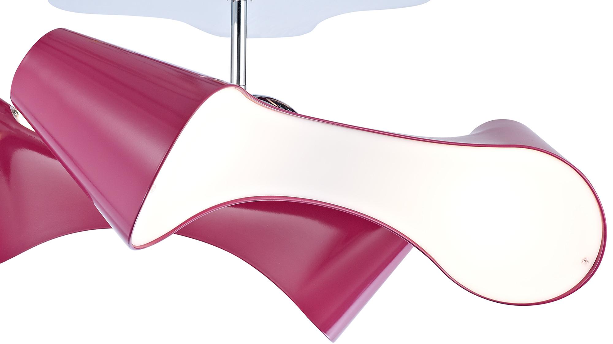 Ora Rectangular Ceiling 2 Arm 4 Light E27, Gloss Purple/White Acrylic/Polished Chrome, CFL Lamps INCLUDED