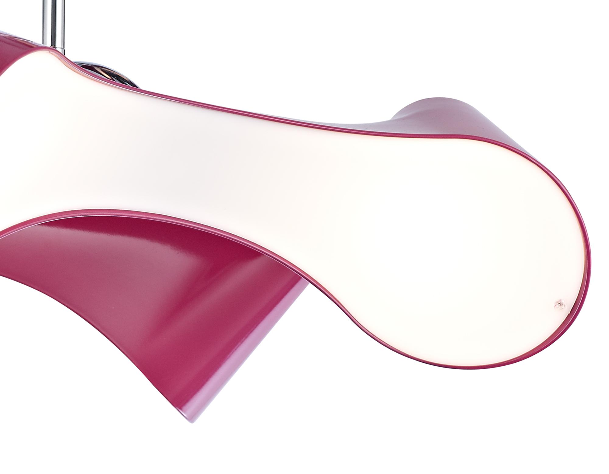 Ora Rectangular Ceiling 2 Arm 4 Light E27, Gloss Purple/White Acrylic/Polished Chrome, CFL Lamps INCLUDED
