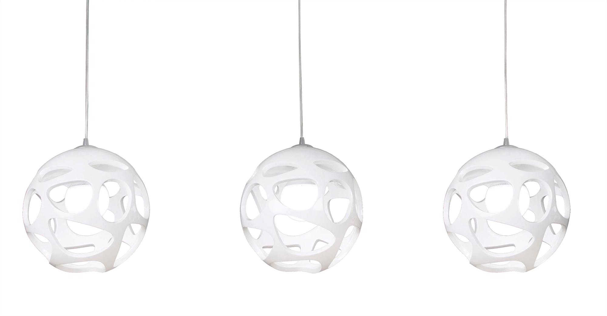 Organica Linear Pendant 3 Light E27 Line, Gloss White/Polished Chrome