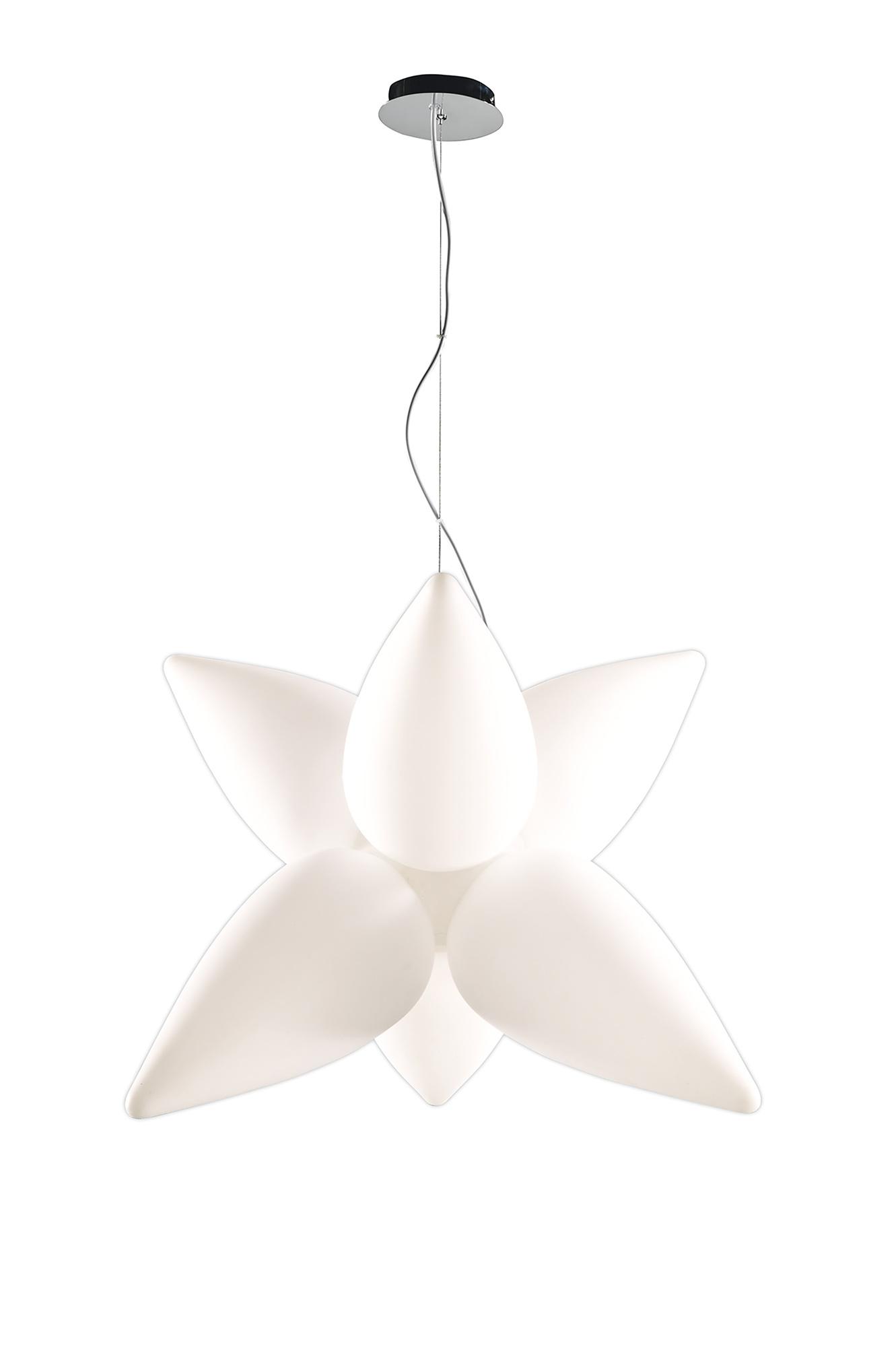 Palma 63cm Pendant 6 Light E27 Outdoor IP44, Matt White/Opal White