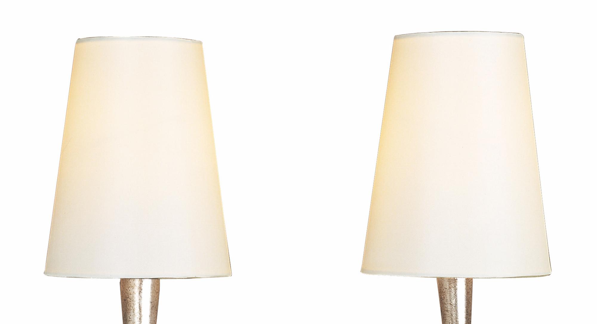 Paola Wall Lamp 2 Light E14, Silver Painted With Cream Shades & Black Glass Droplets