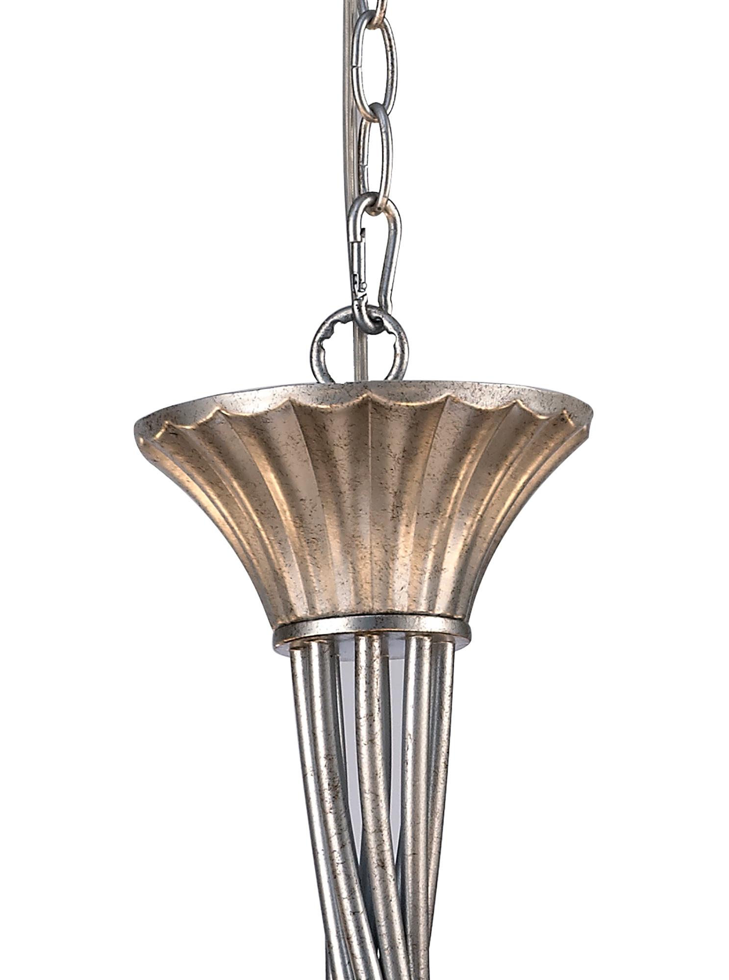 Paola Pendant 95cm Round, 8 x E14 (Max 40W), Silver Painting, Cream Shades