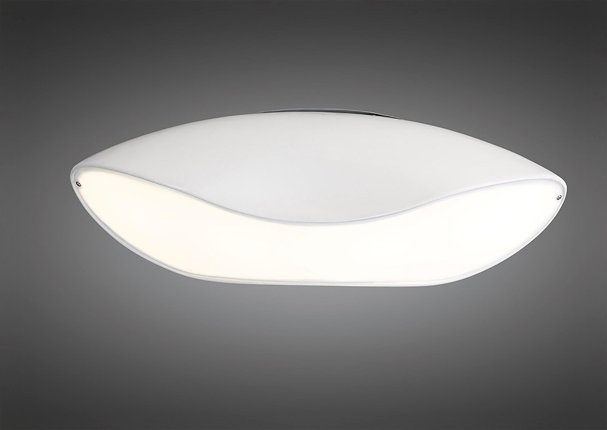 Pasion Oval Ceiling 4 Light E27, Gloss White/White Acrylic/Polished Chrome, CFL Lamps INCLUDED