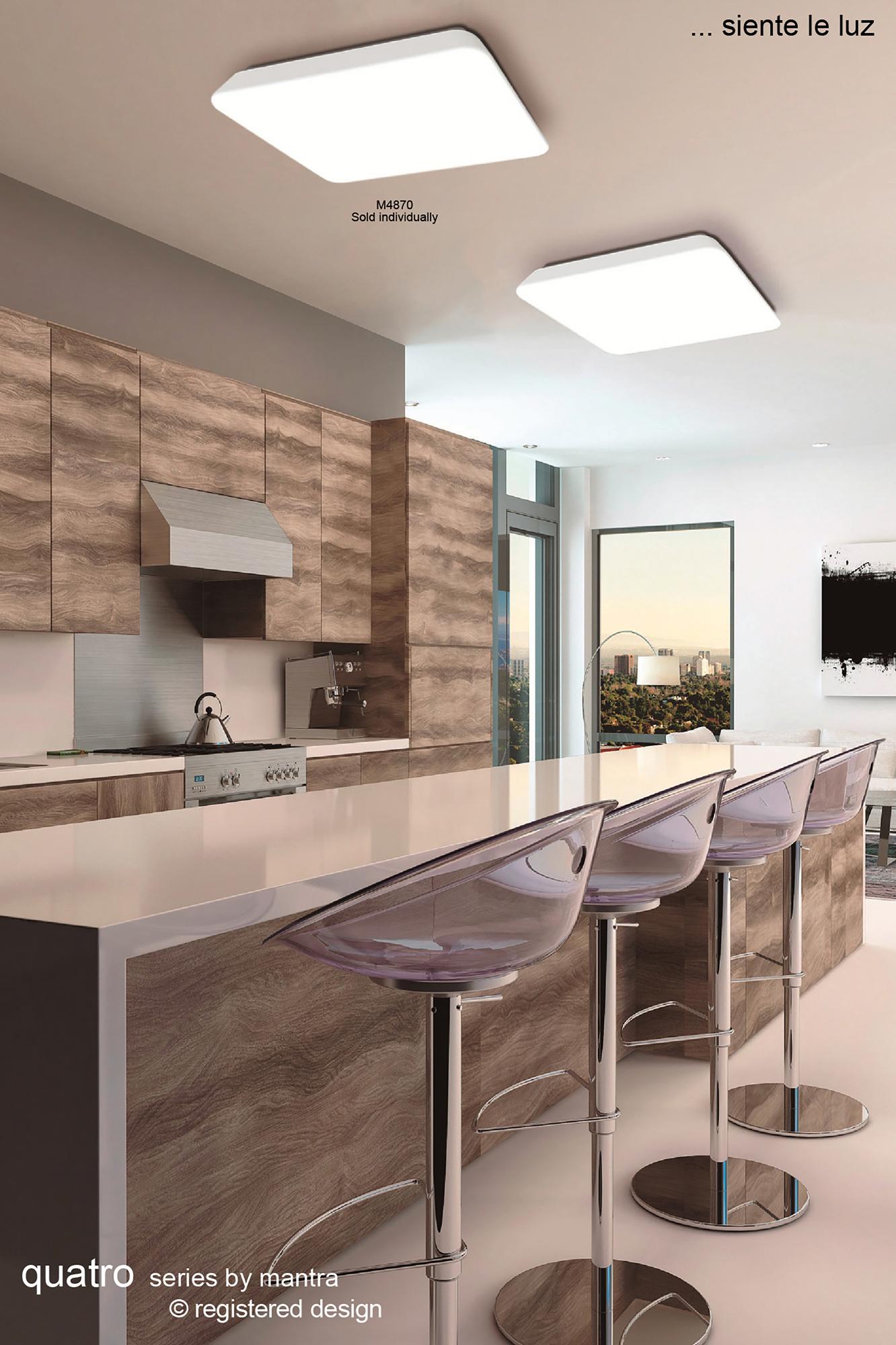 Quatro Flush Ceiling 60W LED Dimmable 3000K-6500K, 3800lm, White Acrylic, 3yrs Warranty
