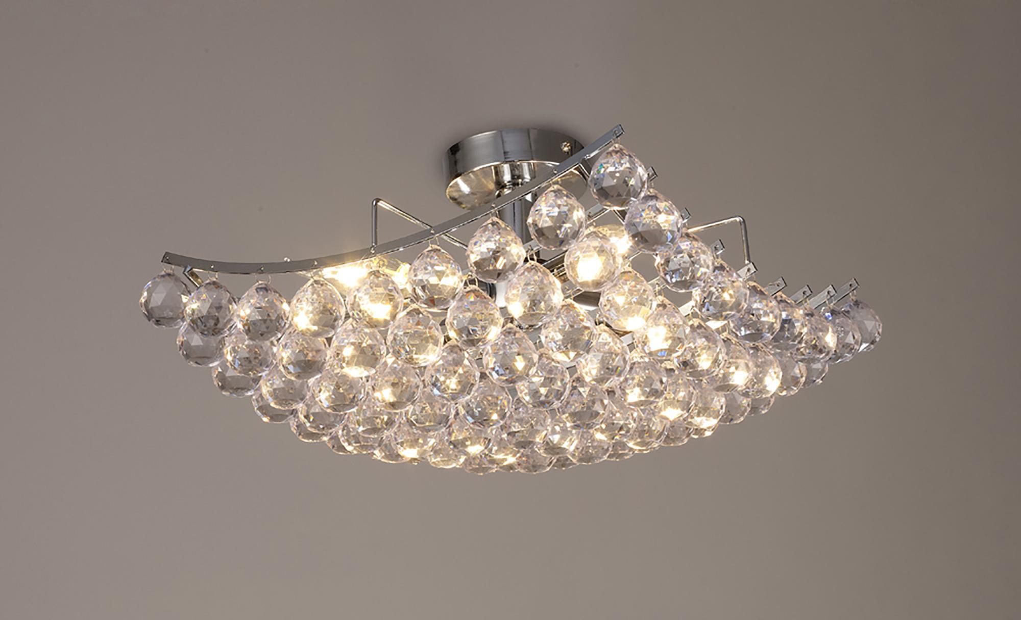 * Rayne Flush Square Square Ceiling Lamp With Acrylic Spheres, 4 Light E14 Polished Chrome Finish