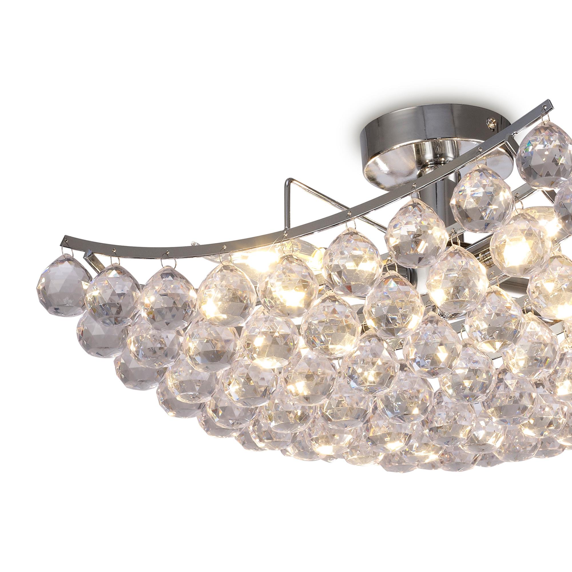 * Rayne Flush Square Square Ceiling Lamp With Acrylic Spheres, 4 Light E14 Polished Chrome Finish