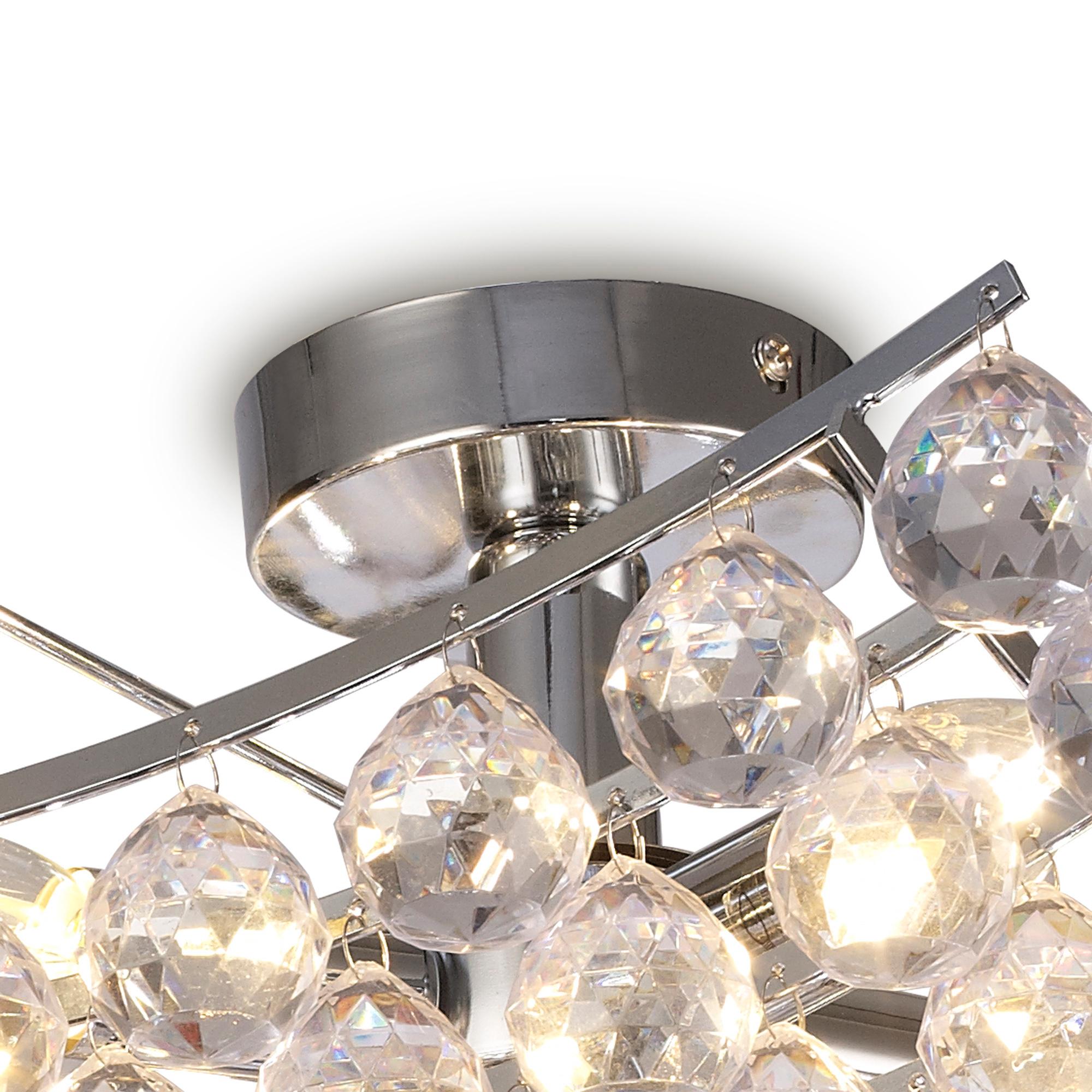 * Rayne Flush Square Square Ceiling Lamp With Acrylic Spheres, 4 Light E14 Polished Chrome Finish