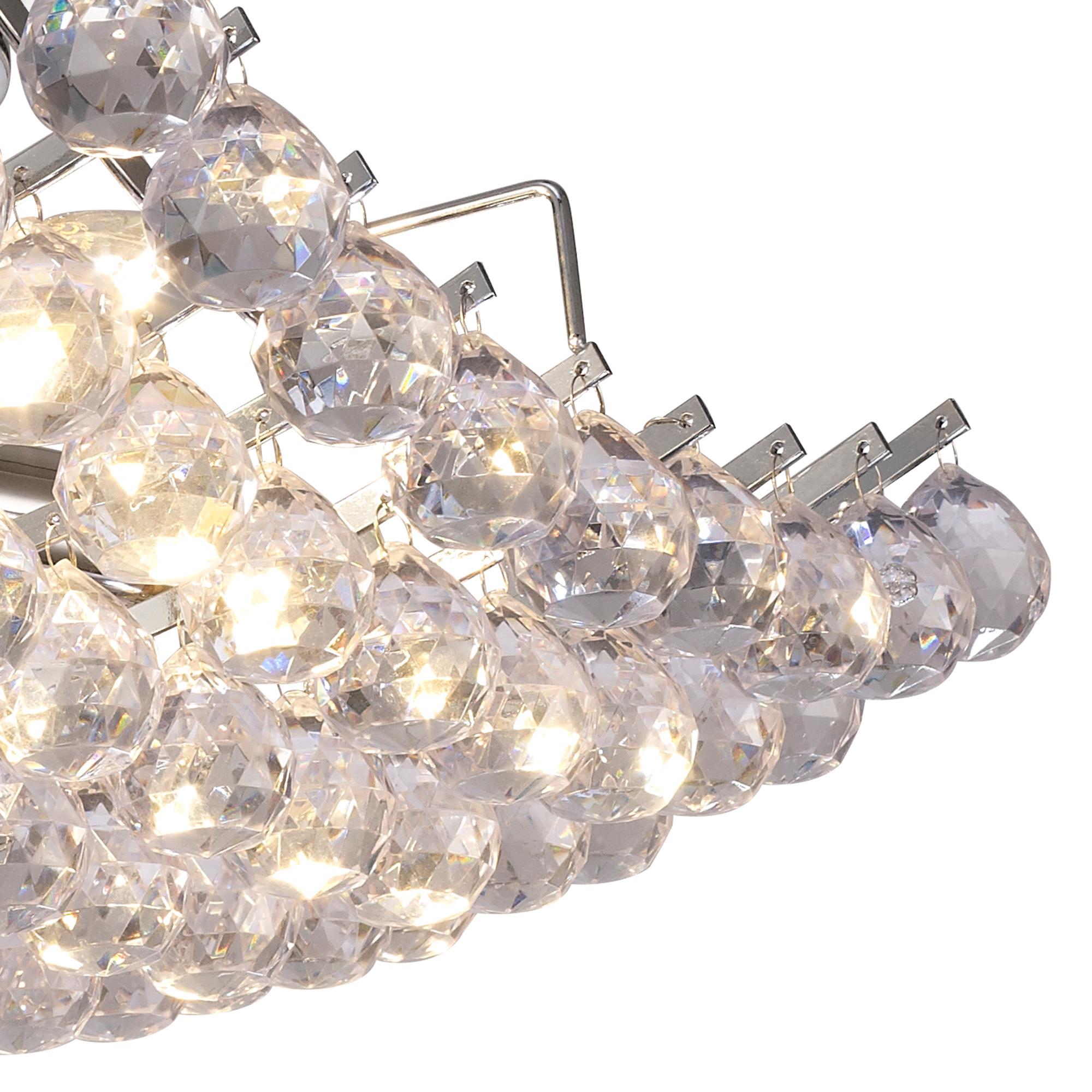 * Rayne Flush Square Square Ceiling Lamp With Acrylic Spheres, 4 Light E14 Polished Chrome Finish