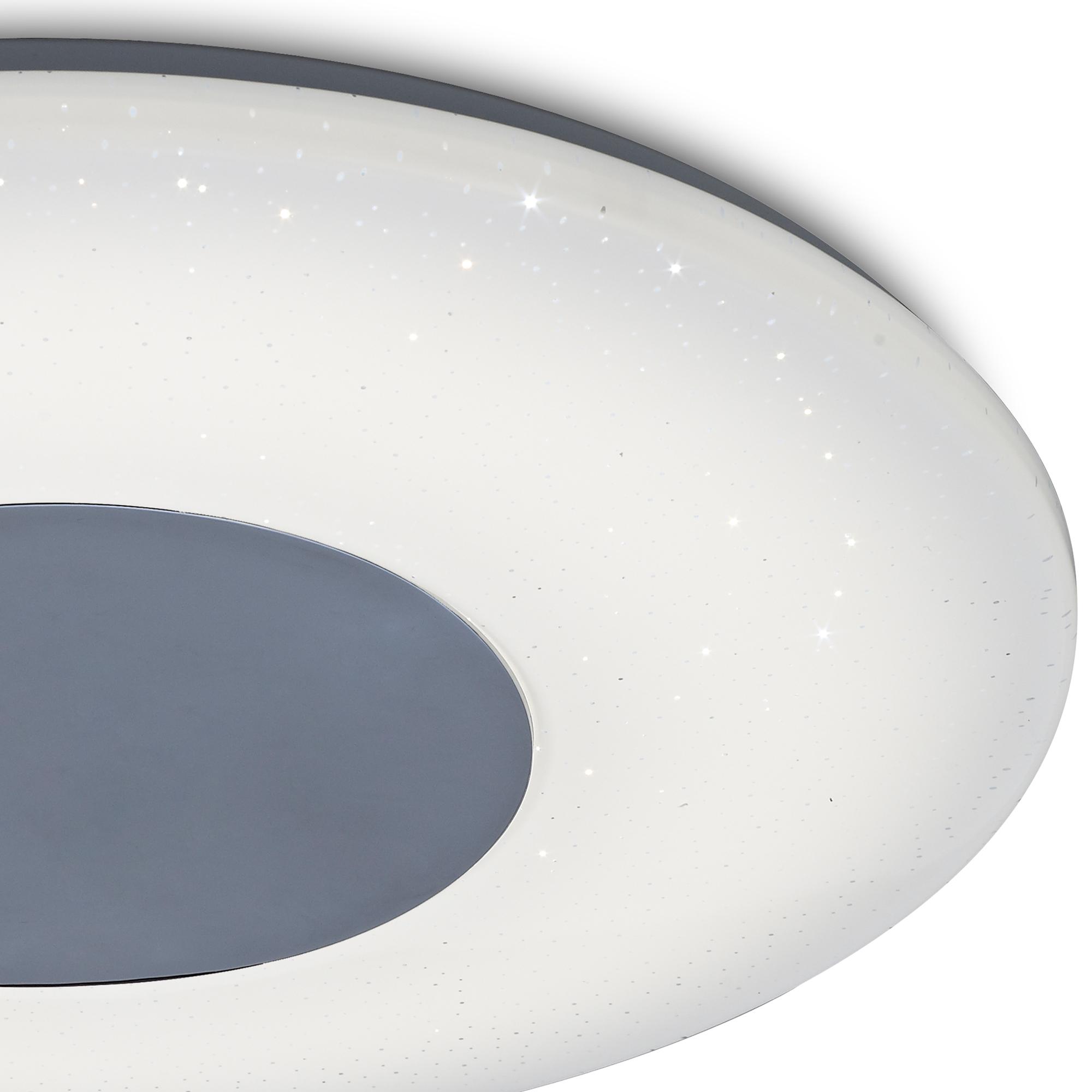 Reef Ceiling 45cm Round 48W LED 3000K-6500K Tuneable, 3500lm, Remote Control Chrome / White, 3yrs Warranty
