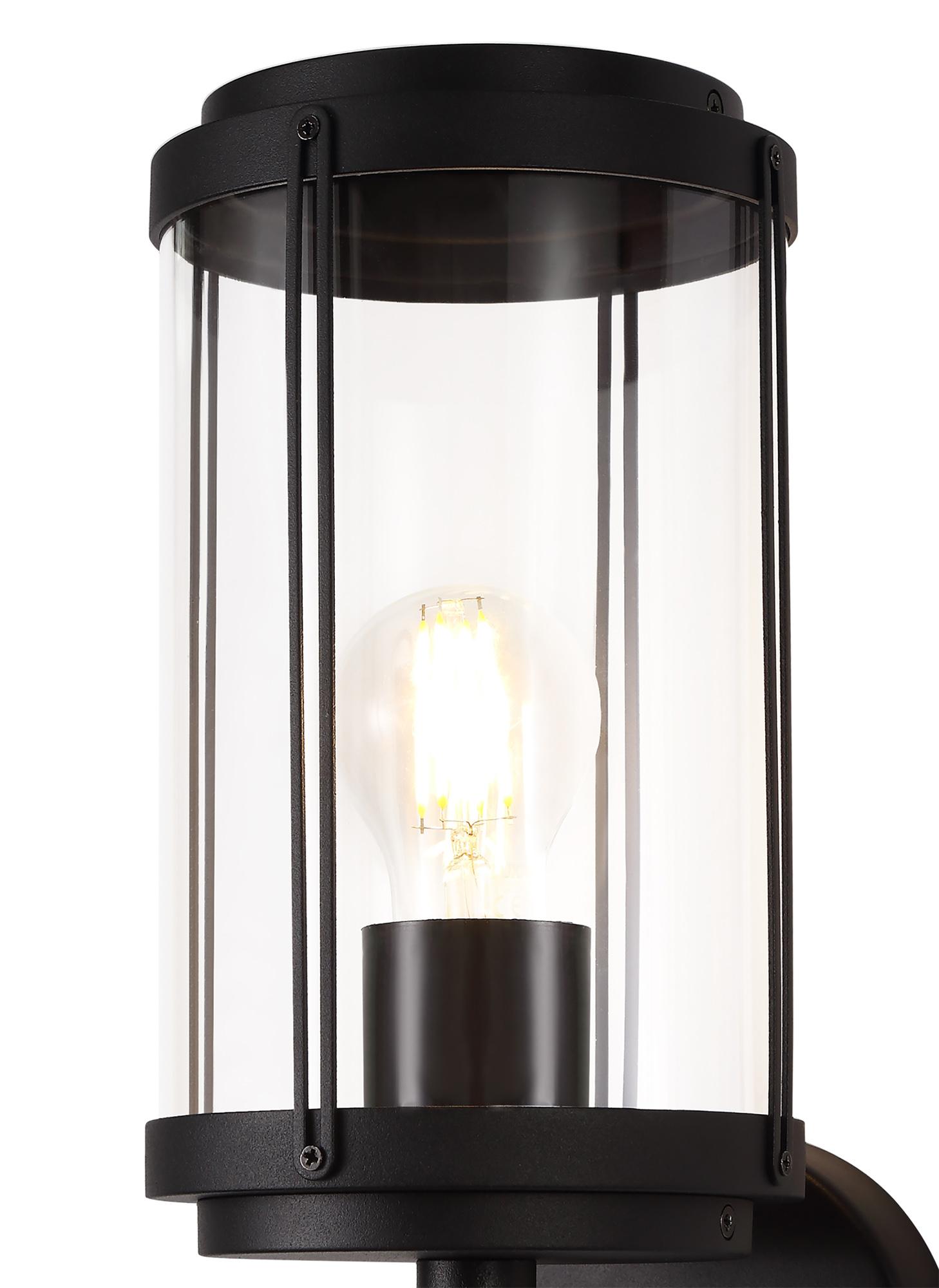 Reva Upward Wall Lamp, 1 x E27, IP44, Black/Clear PC, 2yrs Warranty