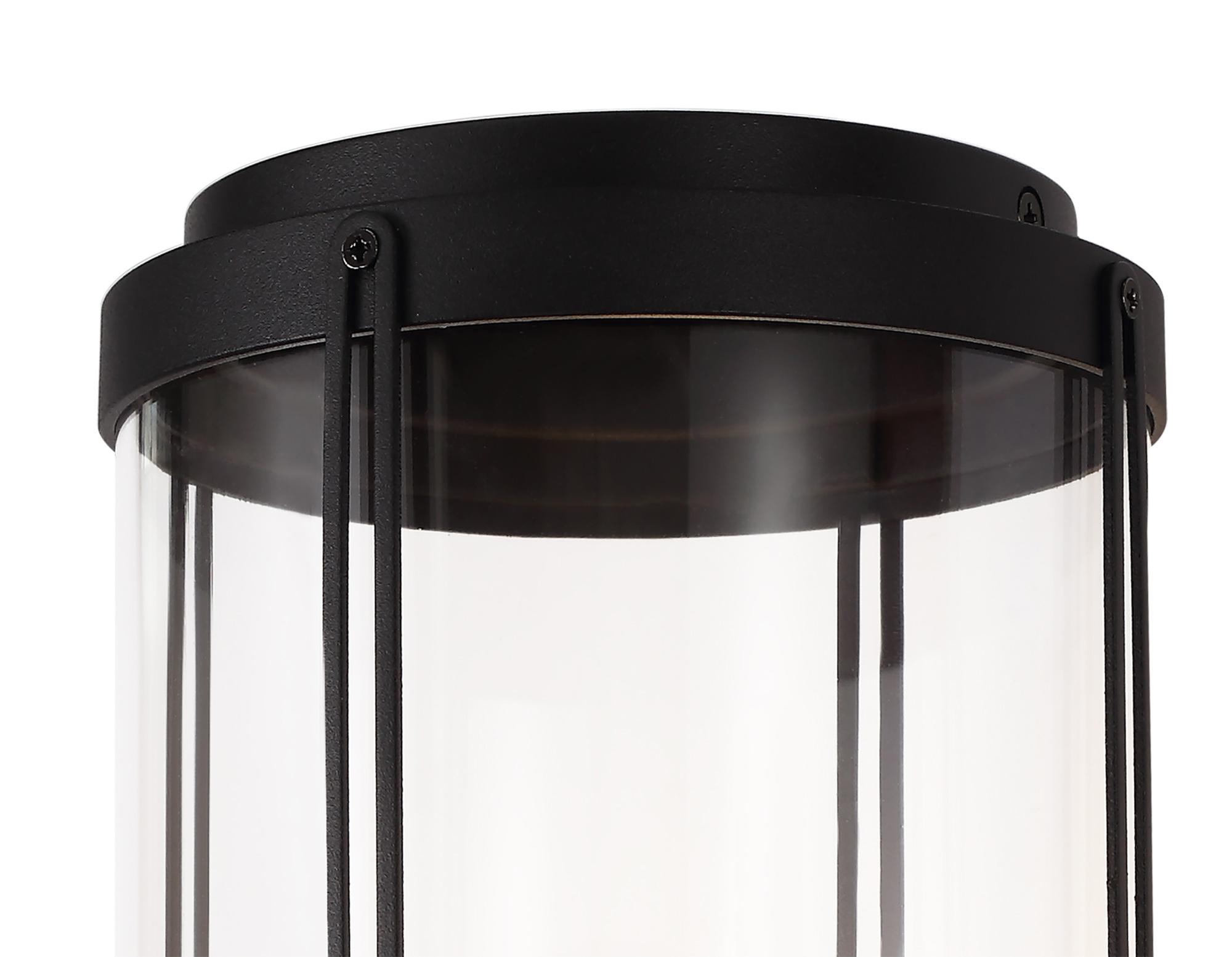Reva Upward Wall Lamp, 1 x E27, IP44, Black/Clear PC, 2yrs Warranty