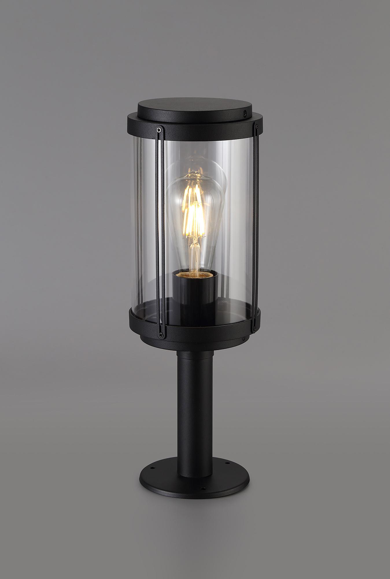Reva Short Post, 1 x E27, IP44, Black/Clear PC, 2yrs Warranty