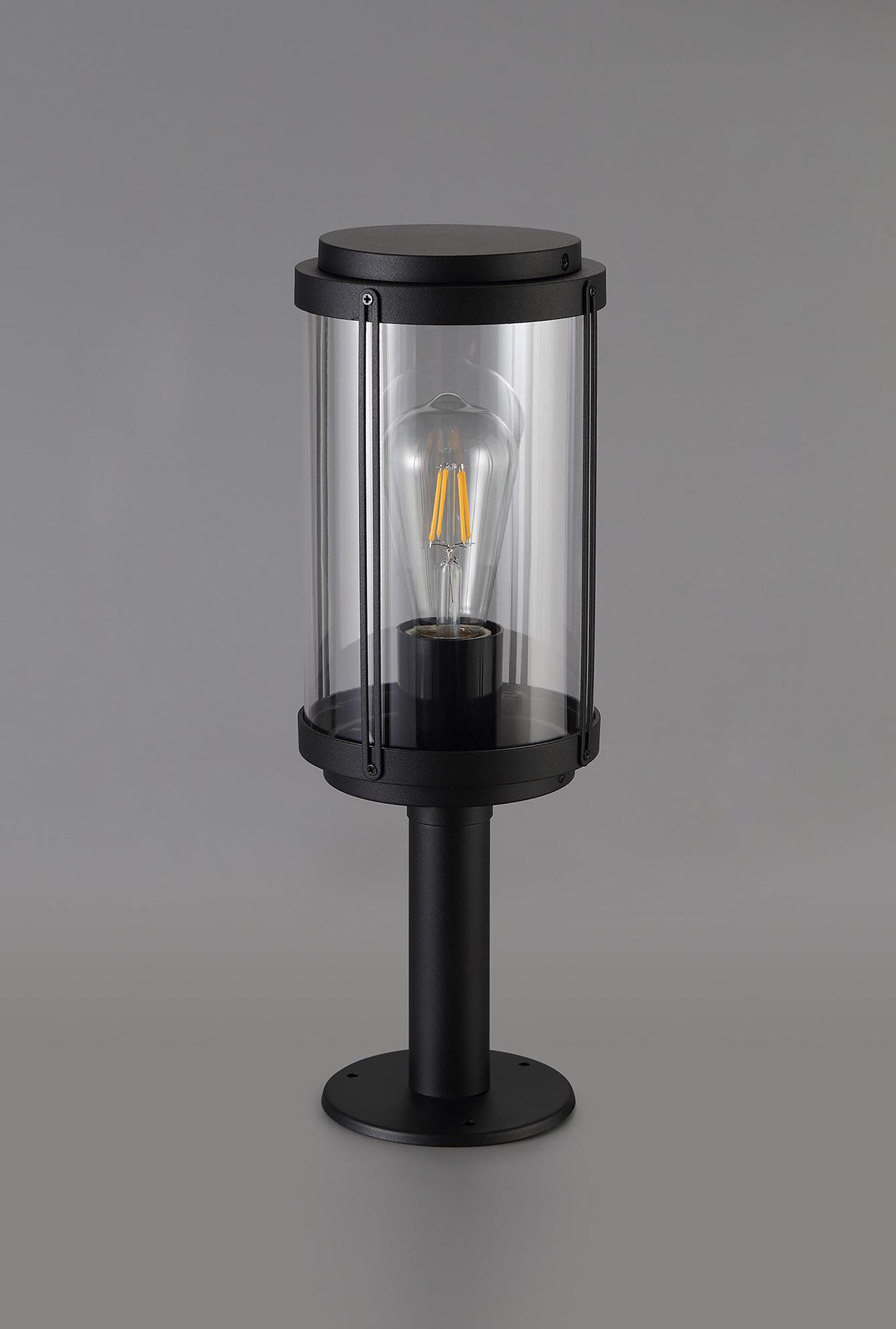Reva Short Post, 1 x E27, IP44, Black/Clear PC, 2yrs Warranty