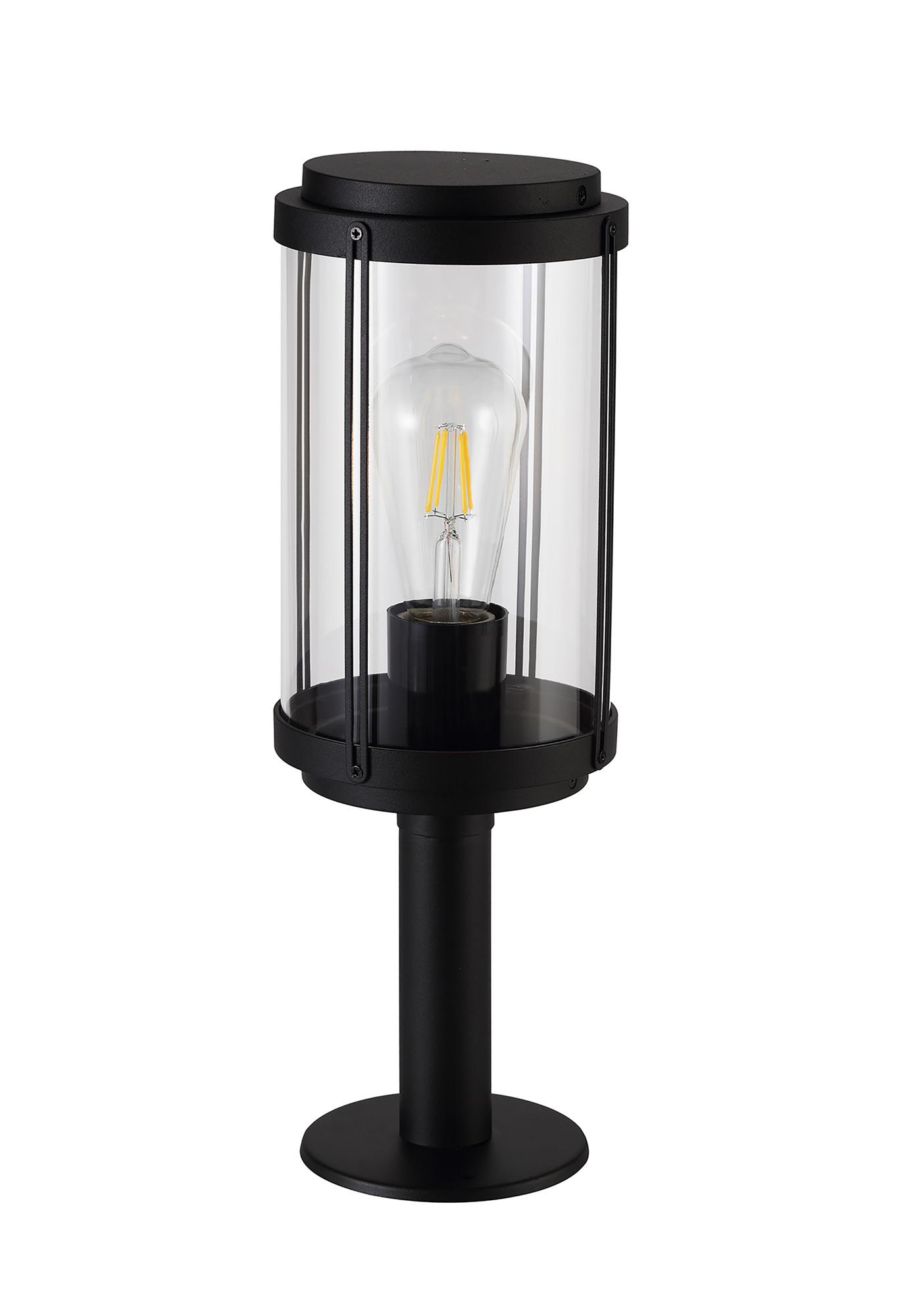 Reva Short Post, 1 x E27, IP44, Black/Clear PC, 2yrs Warranty