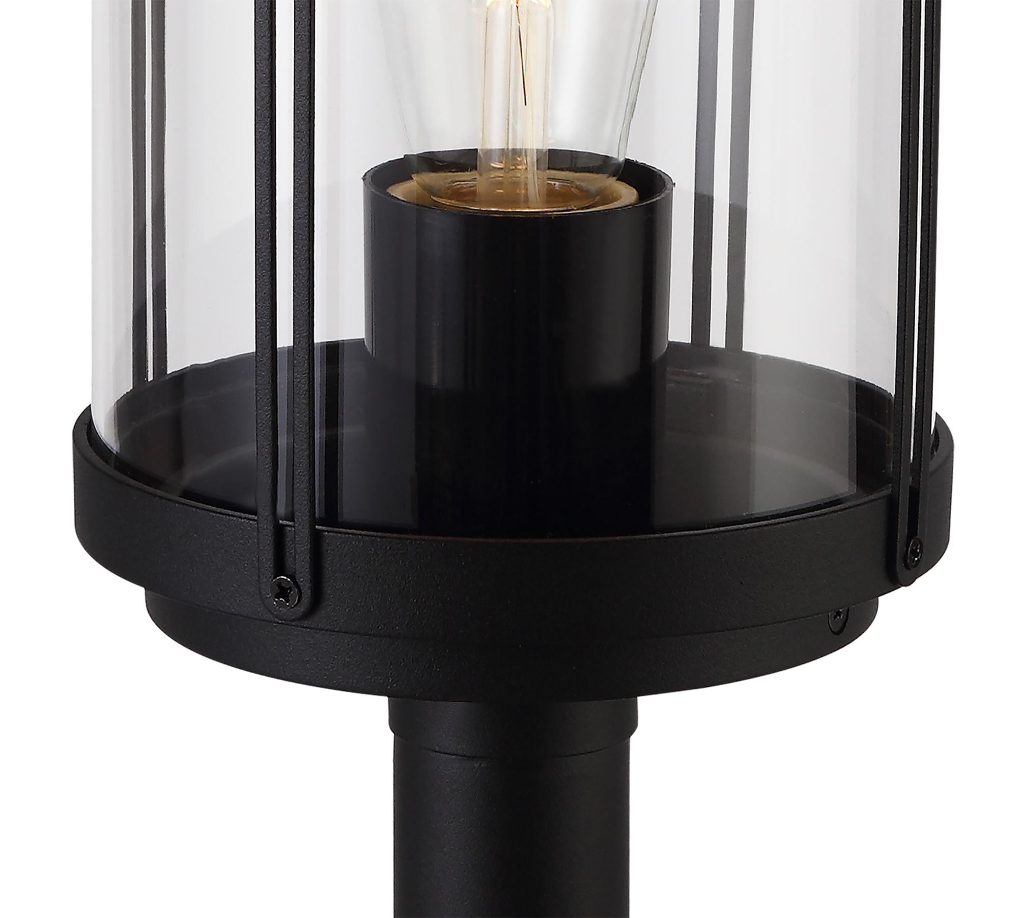 Reva Short Post, 1 x E27, IP44, Black/Clear PC, 2yrs Warranty