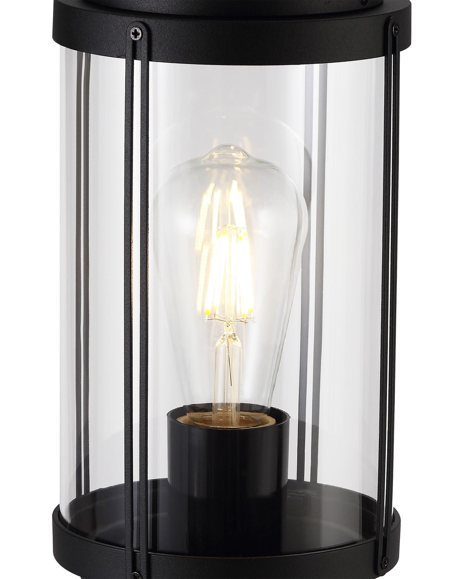 Reva Short Post, 1 x E27, IP44, Black/Clear PC, 2yrs Warranty
