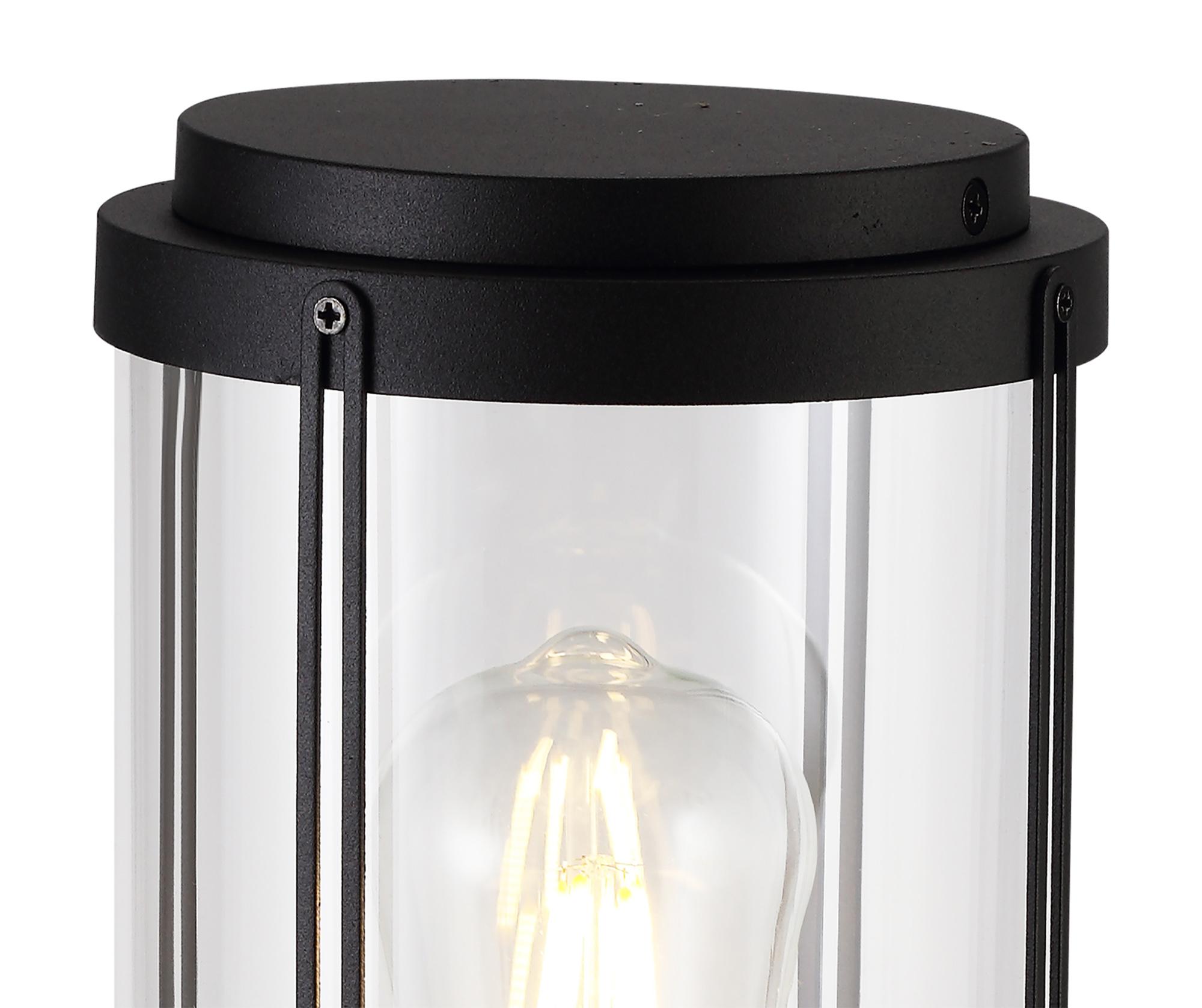 Reva Short Post, 1 x E27, IP44, Black/Clear PC, 2yrs Warranty