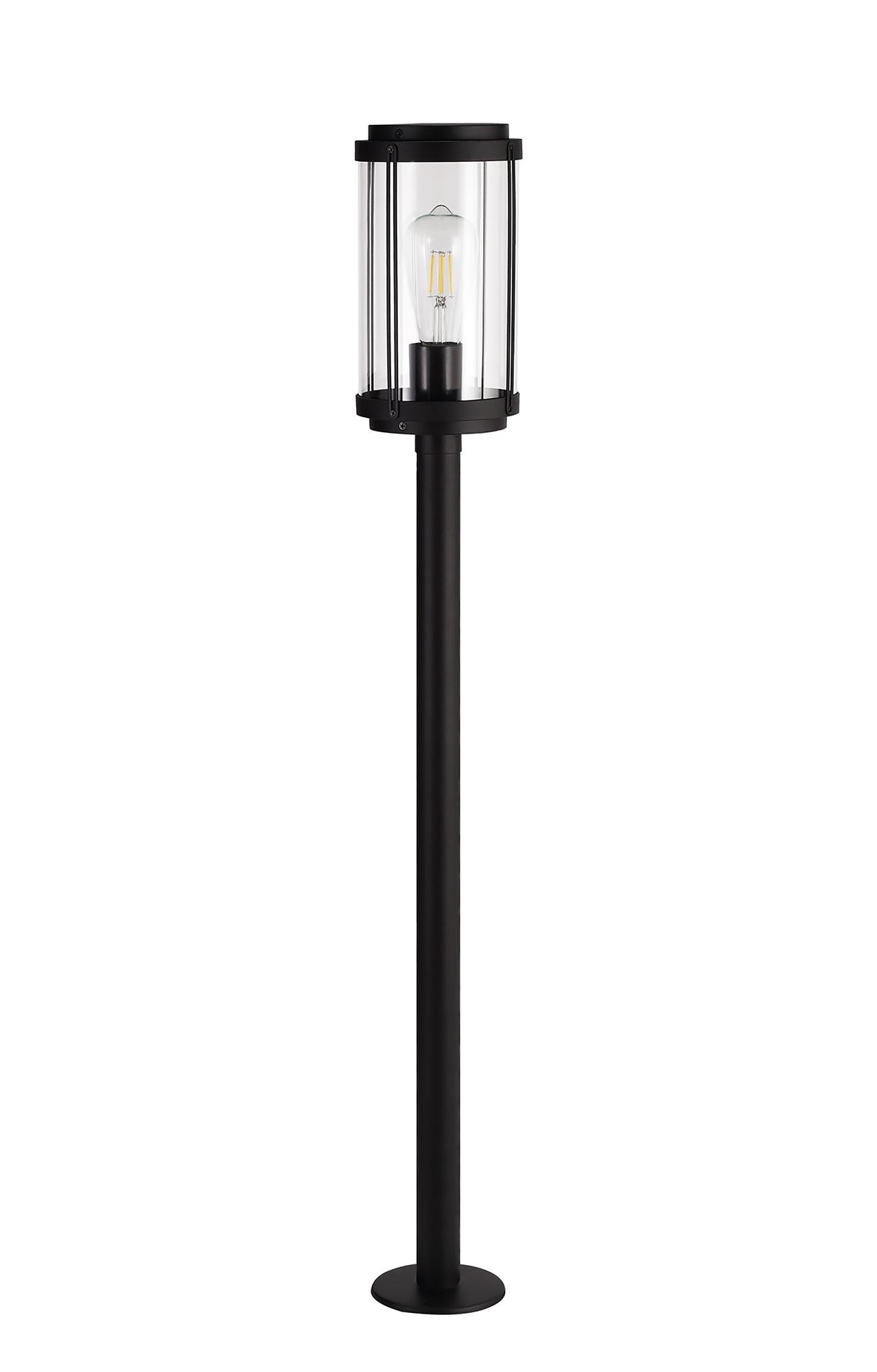 Reva Tall Post, 1 x E27, IP44, Black/Clear PC, 2yrs Warranty