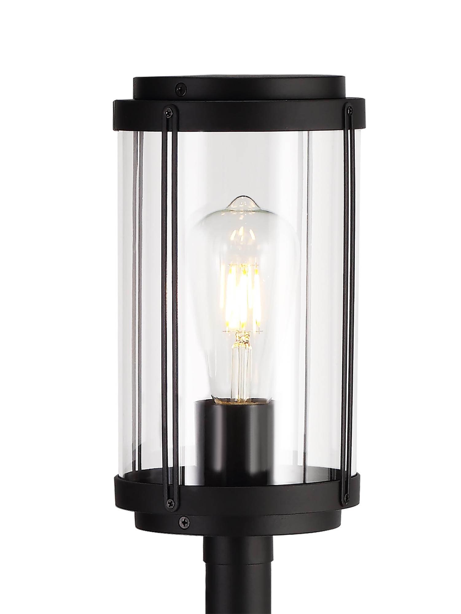 Reva Tall Post, 1 x E27, IP44, Black/Clear PC, 2yrs Warranty
