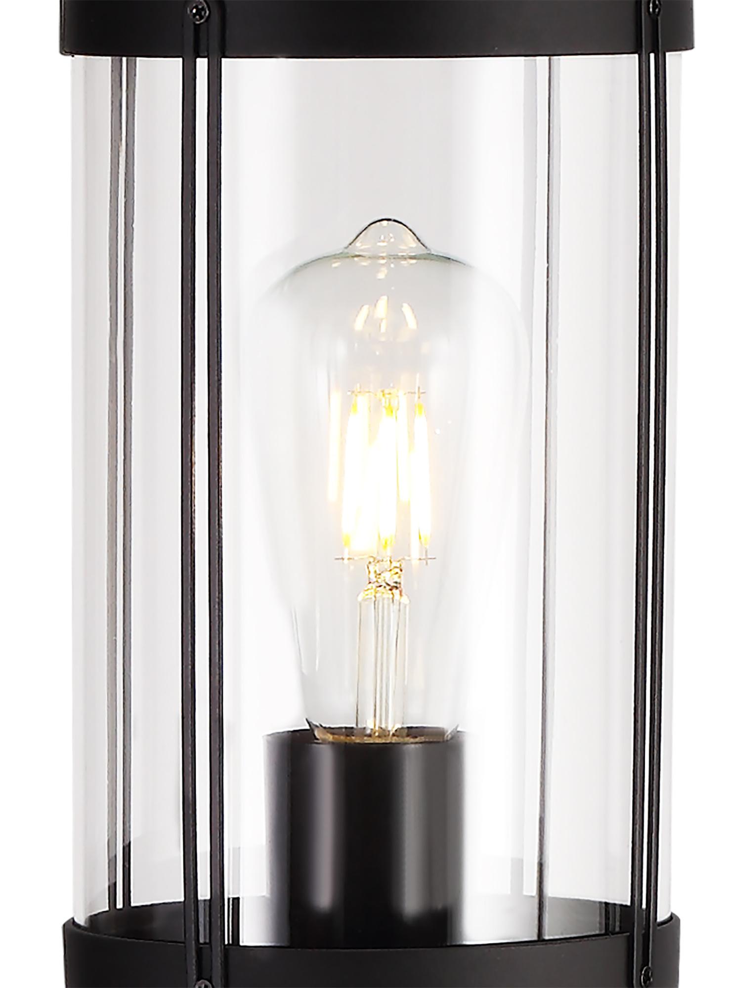 Reva Tall Post, 1 x E27, IP44, Black/Clear PC, 2yrs Warranty